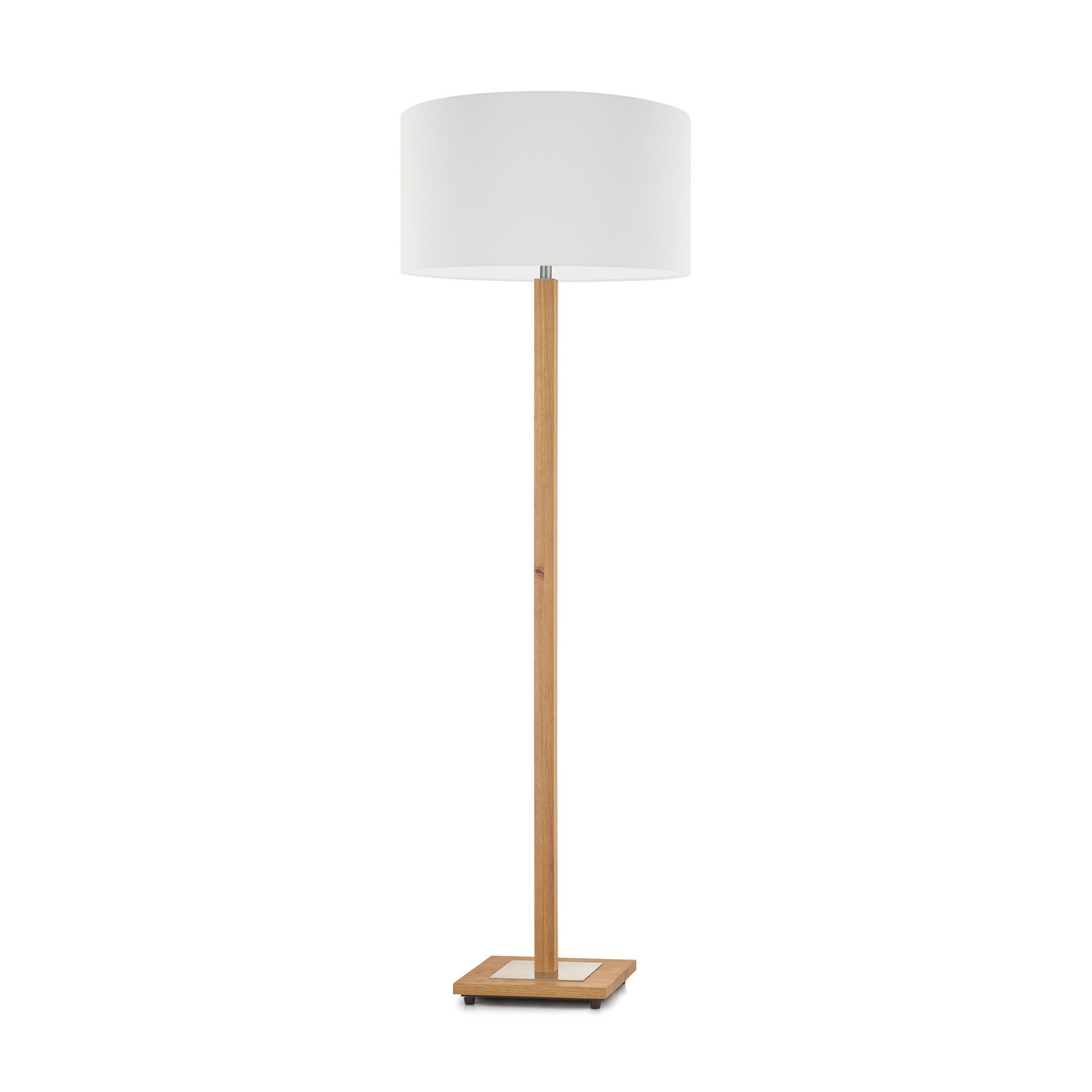 HerzBlut lampadar Titos lemn alb 160 cm înălțime E27 - Camera de zi / sufragerie - modern - alb cenușă uleioasă nichel mat periat - Țesătură / Textil