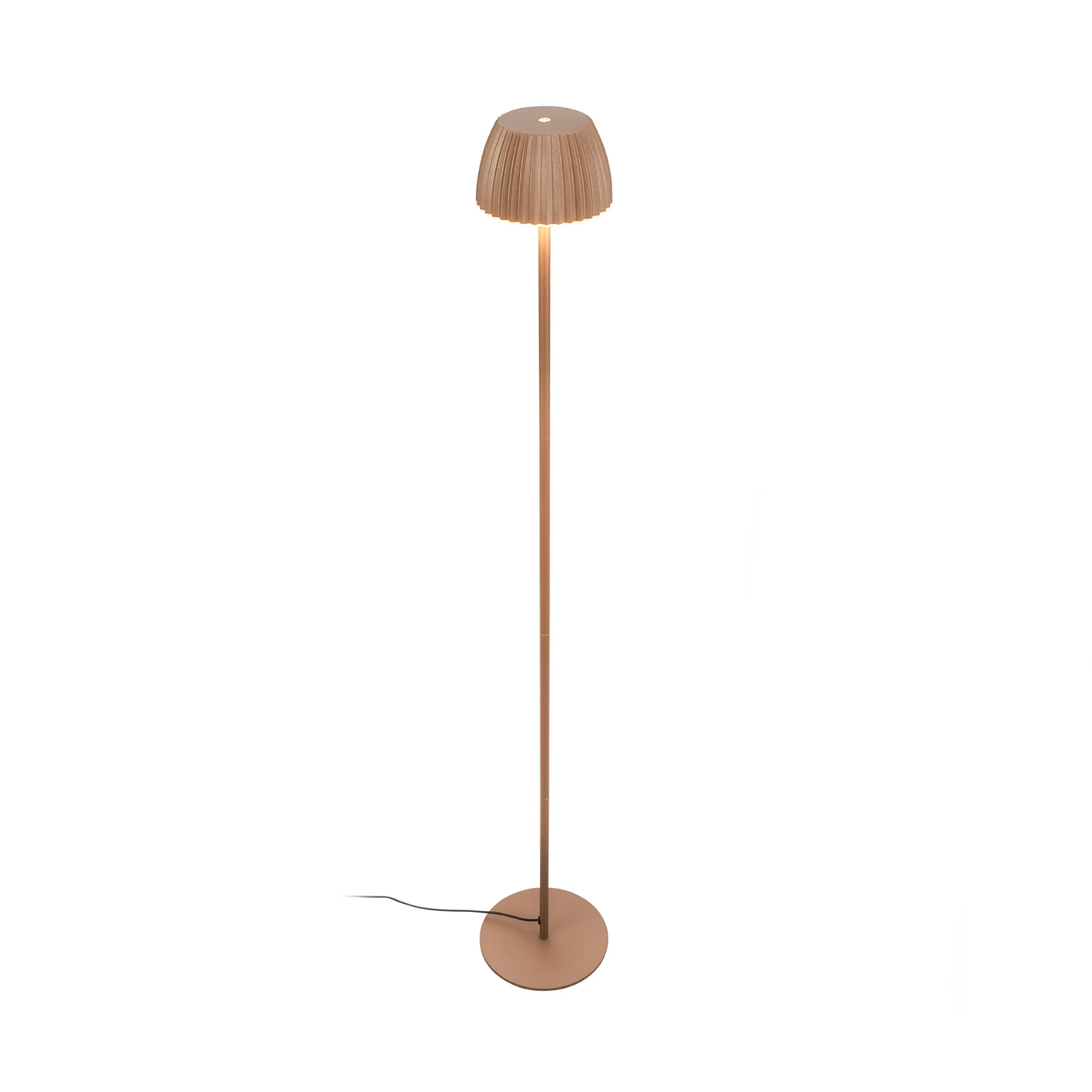 Candeeiro de pé LED Loca, castanho, altura 123 cm, plástico/metal