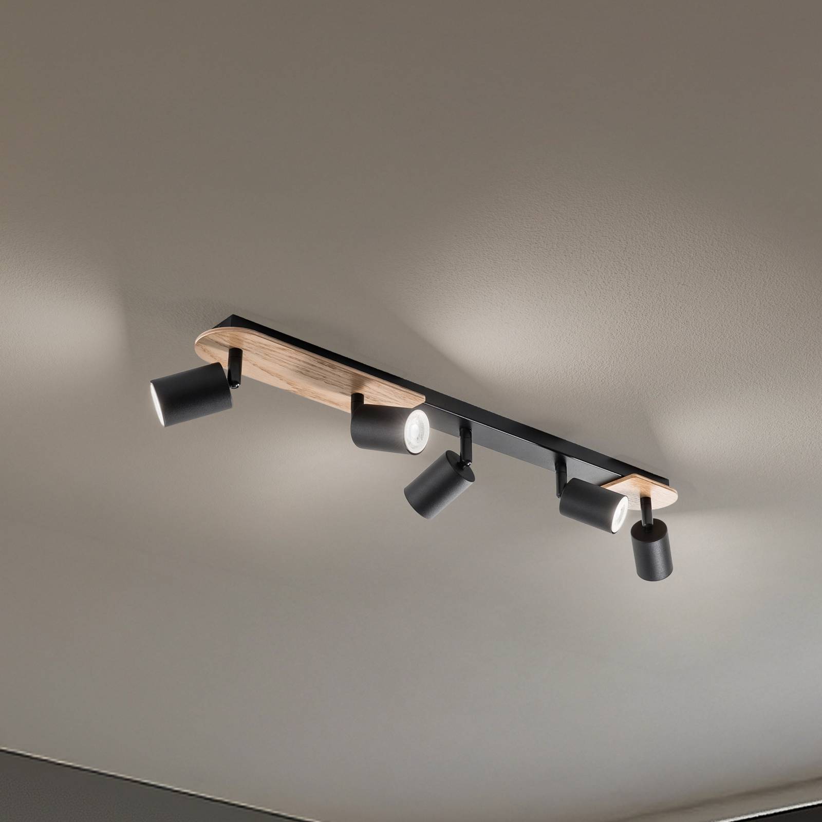 Deckenspot Cover Wood, fünfflammig günstig online kaufen
