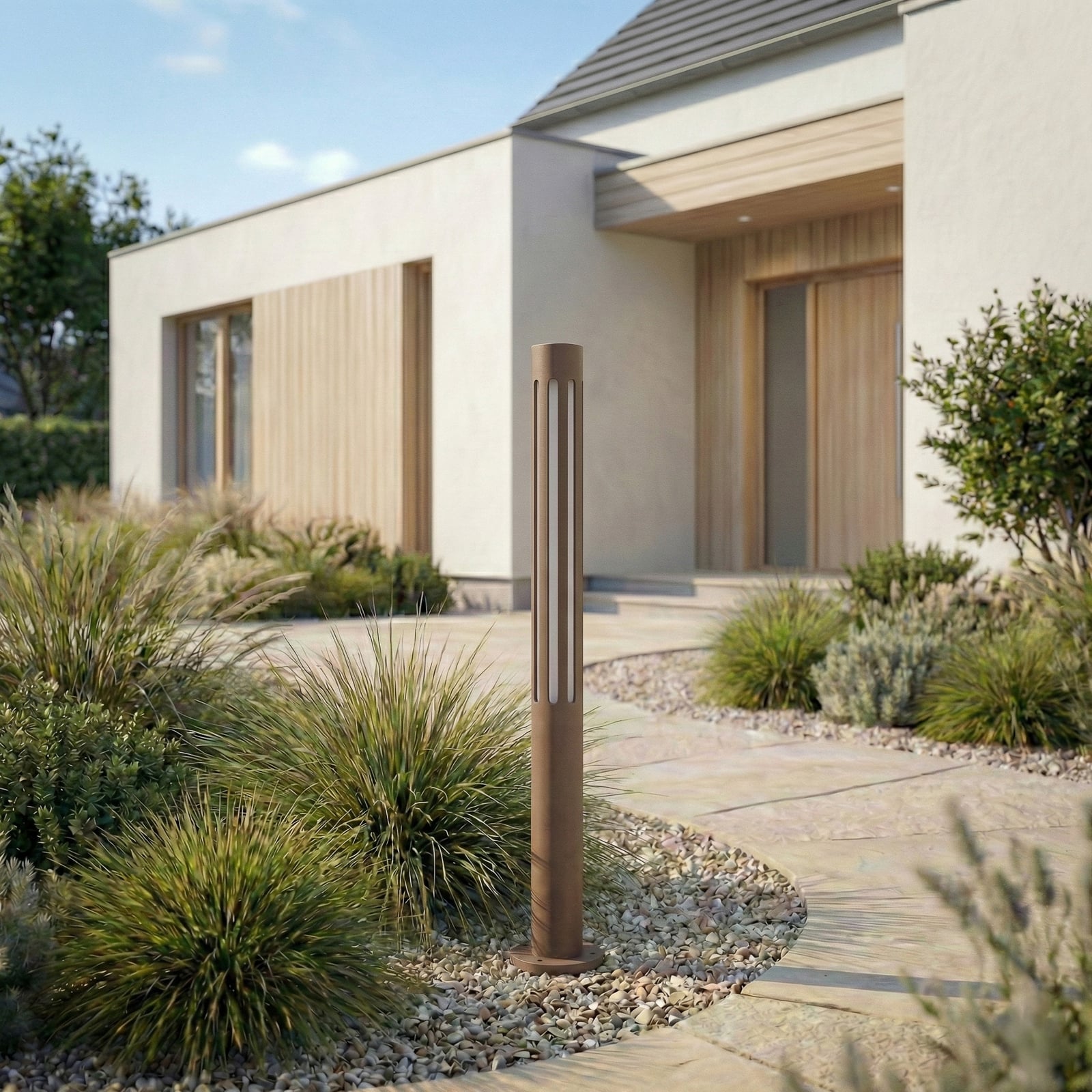 LED osvětlení cesty Fjorya, hnědé, výška 60 cm, IP65 - Lindby