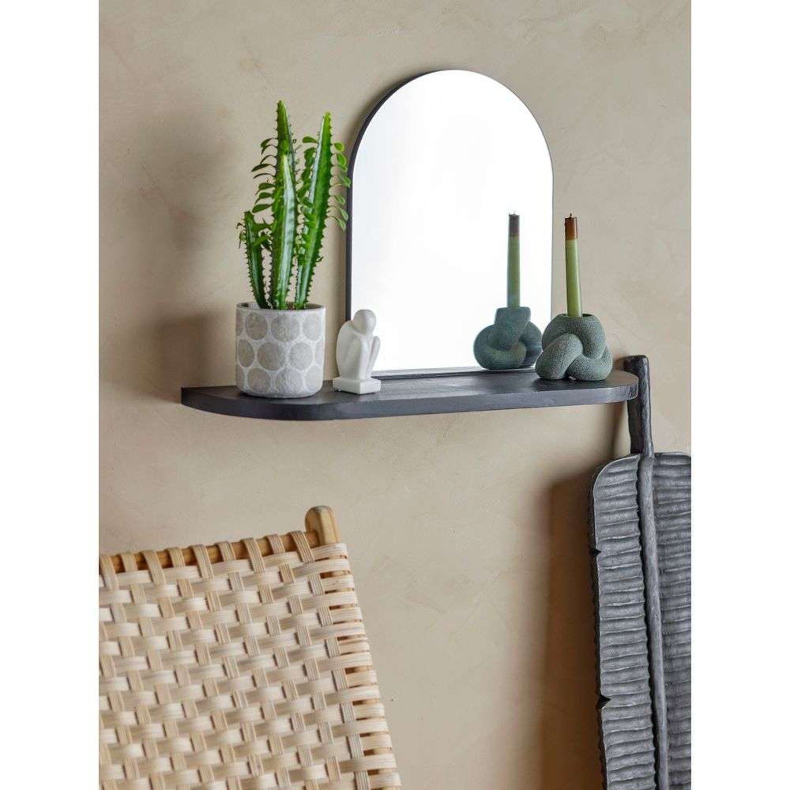 Annlie Mirror w/Shelf Black MDF - Bloomingville