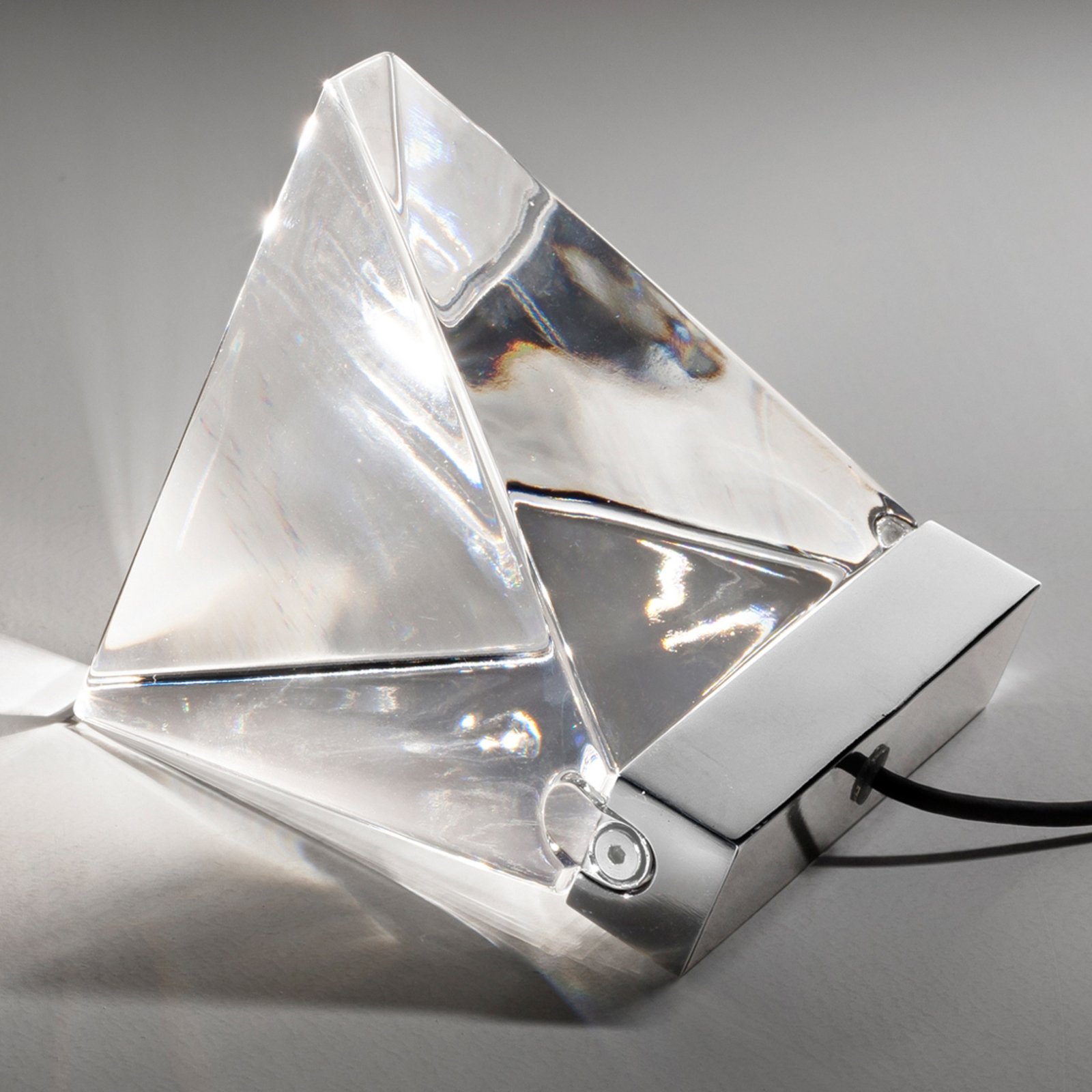Fabbian Tripla - Candeeiro de mesa Crystal LED, alumínio