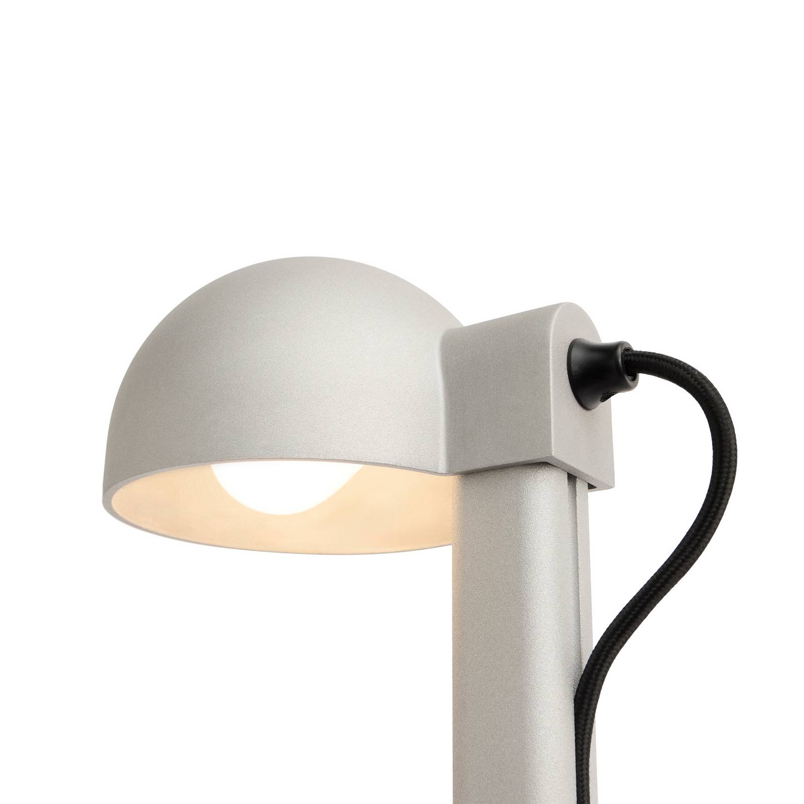 Lampa stołowa Hay Posto, srebrno-szara, wysokość 28 cm, E14, aluminium