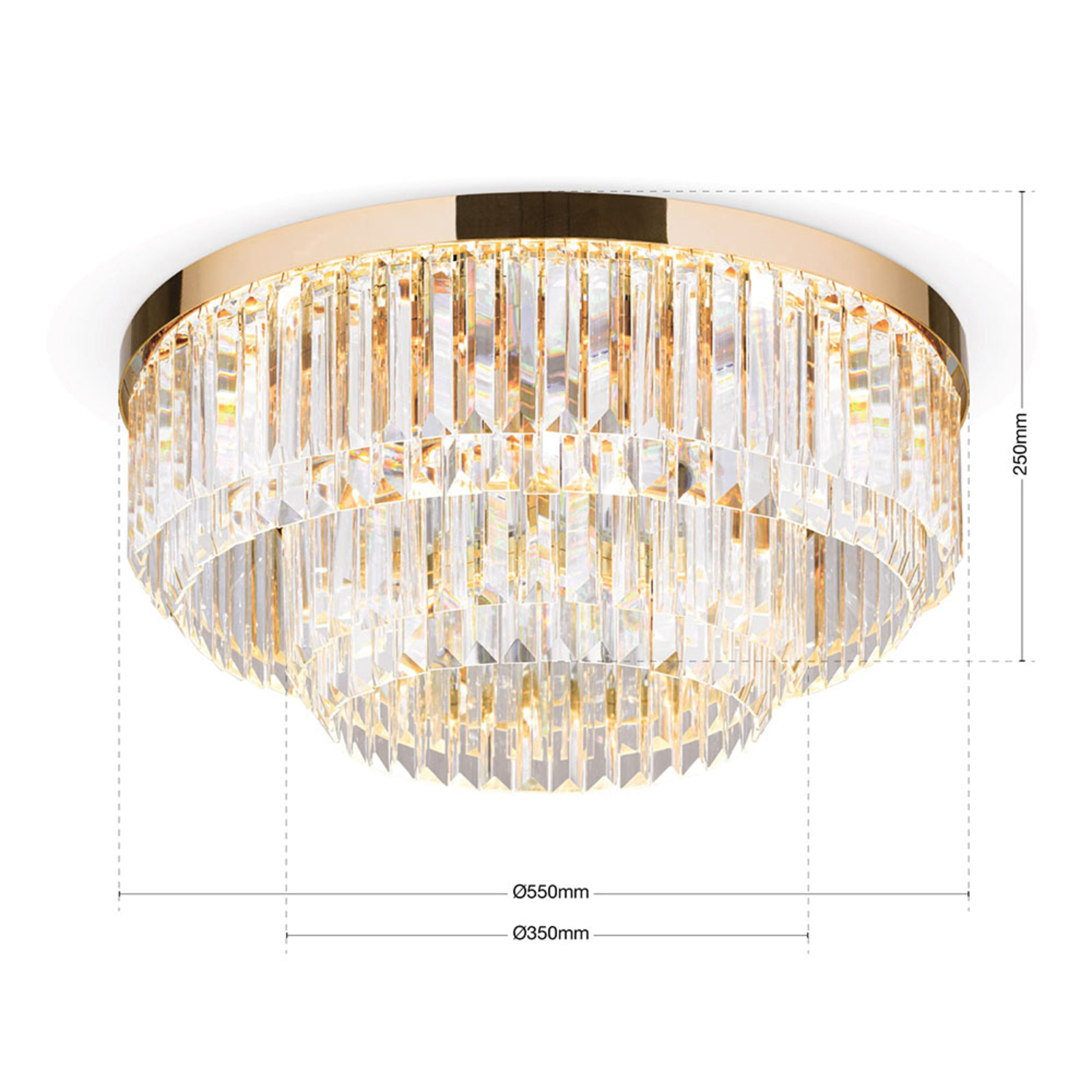 Stropné LED svietidlo Prism, zlaté, Ø 55 cm