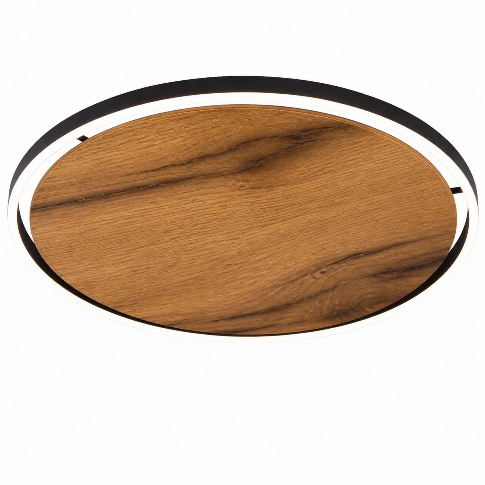 LED plafondlamp Havana M, eikenhout met knoesten/metaal, Ø 57 cm