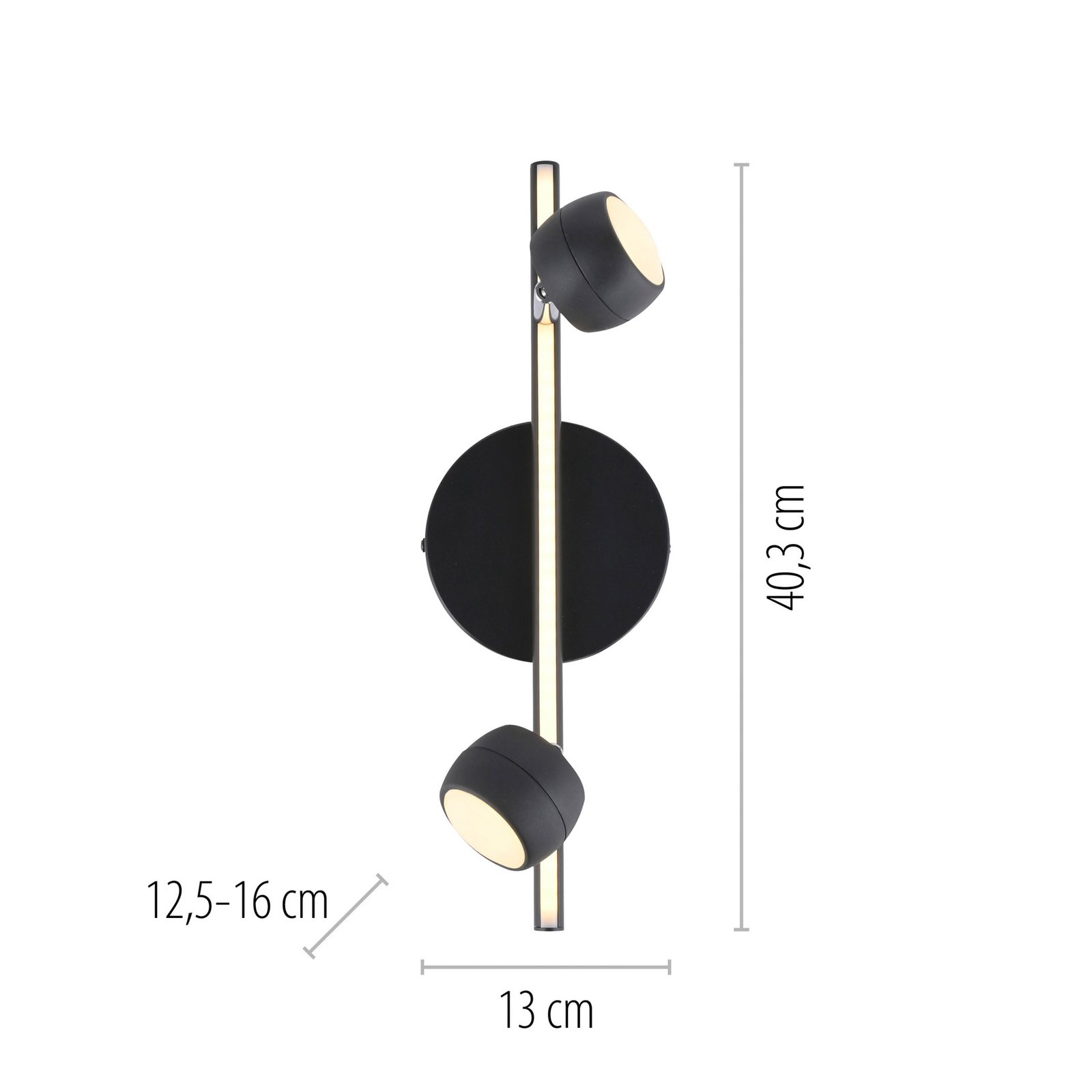 JUST LIGHT. LED-kattospotti Jarik, 2-osainen, musta, 3 000 K