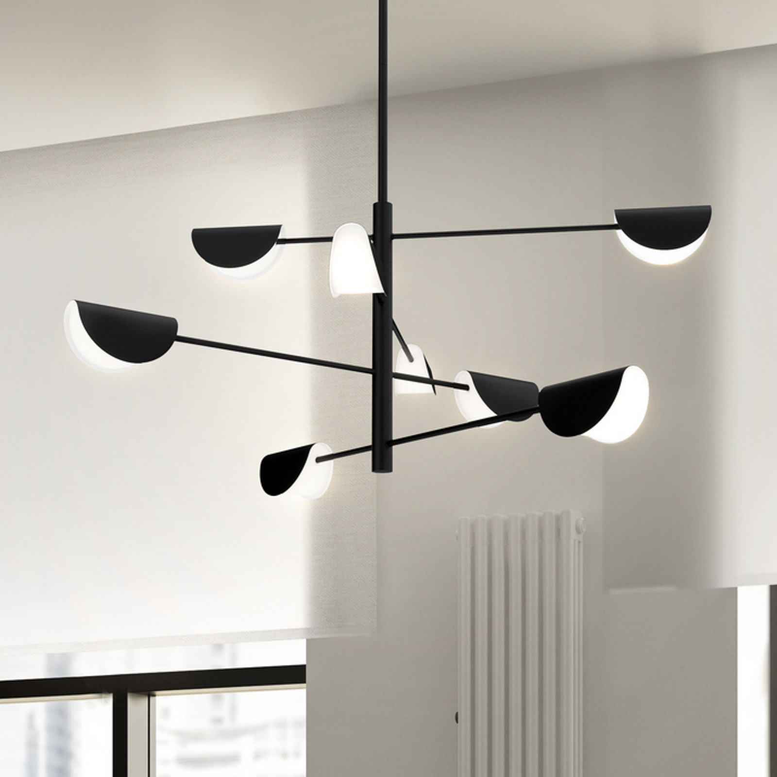 Maytoni Mollis lampă suspendată 8 becuri - Camera de zi / sufragerie - modern - negru alb - Metal