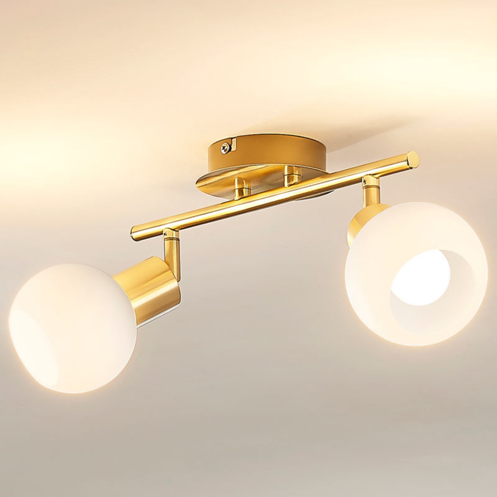 Elaina 2 Plafonnier Brass/Opal - Lindby