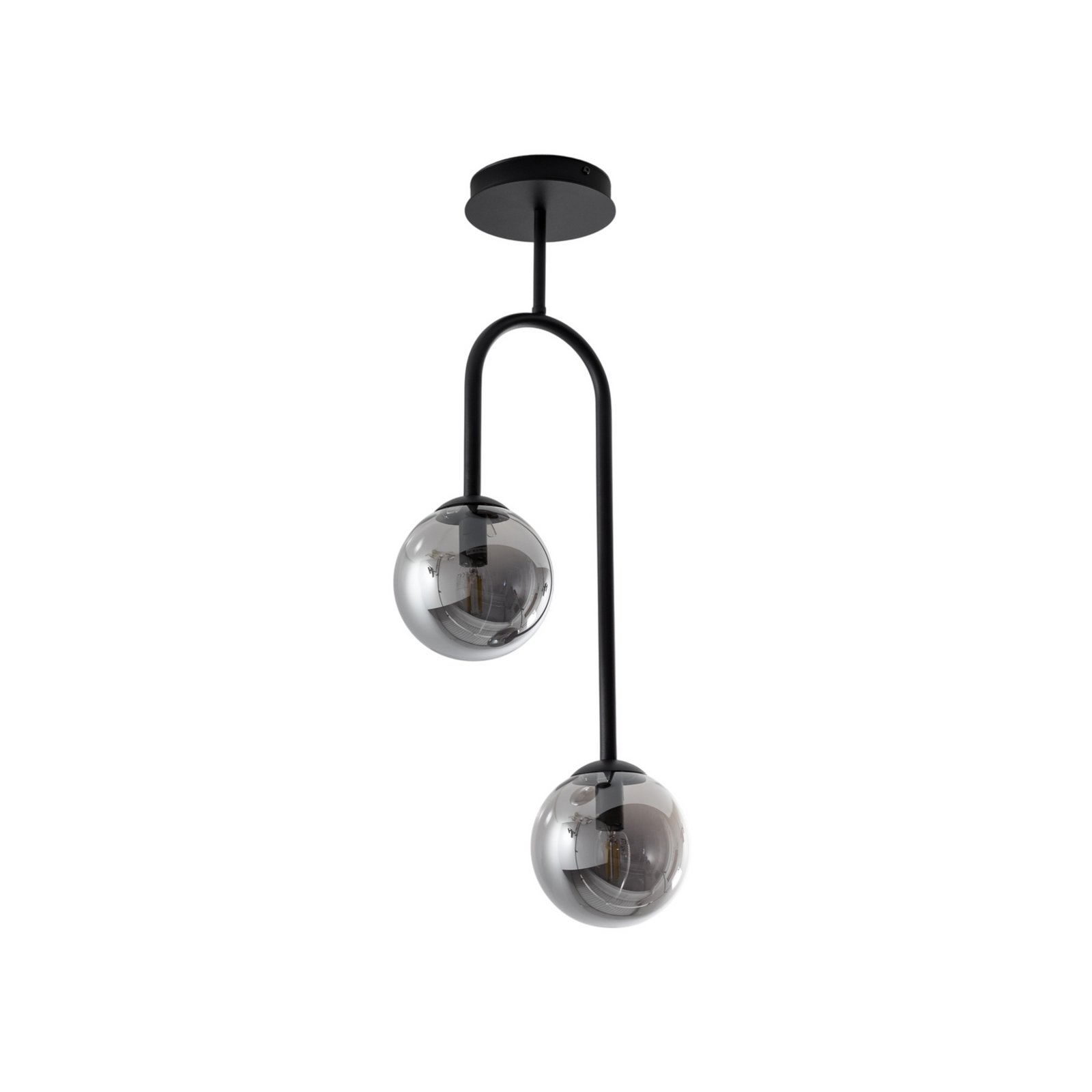 Atria ceiling lamp, smoke grey/black, height 76 cm, 2-bulb.