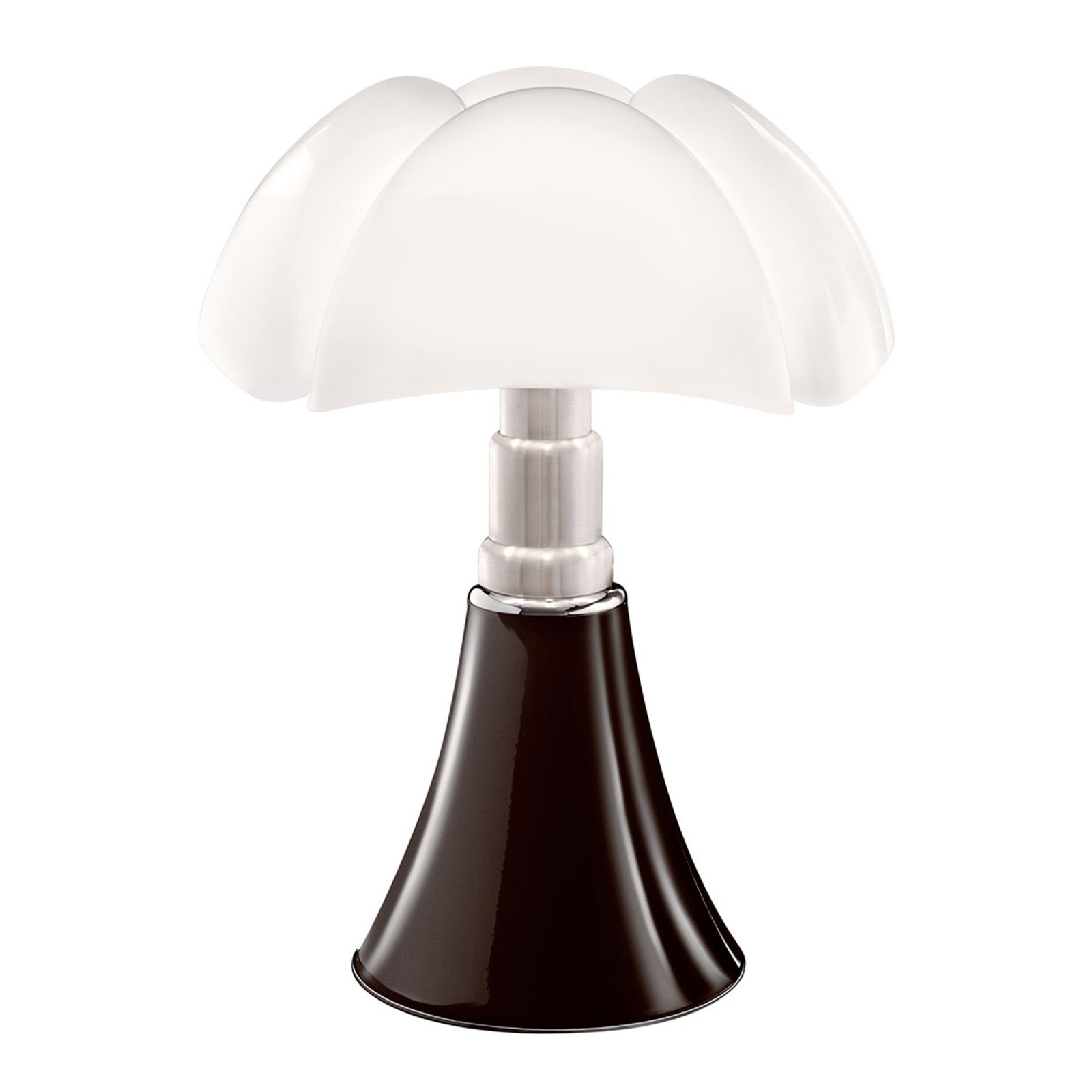 Højdeindstillelig bordlampe Pipistrello, i brun