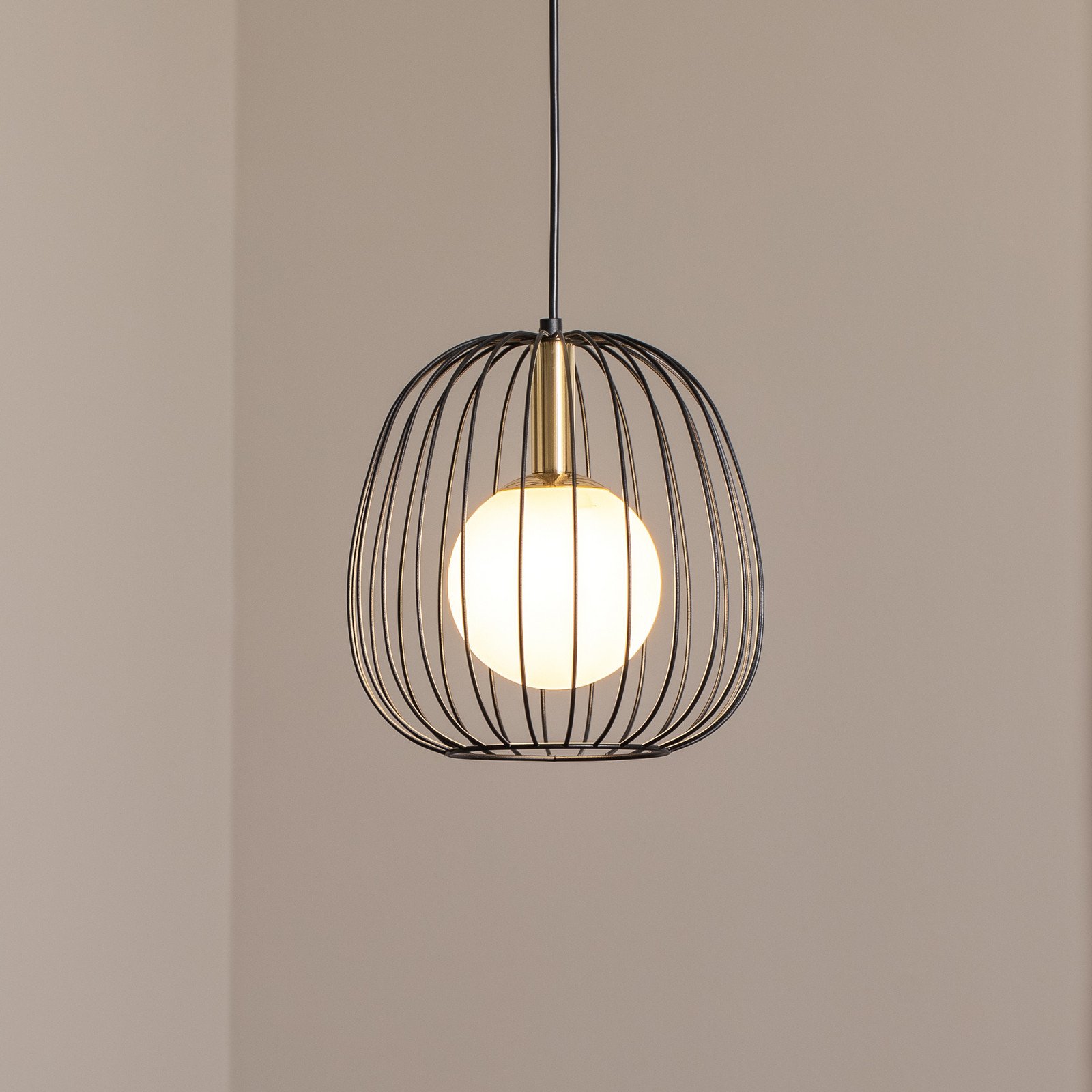 SIGMA Lampă suspendată Bell S Ø 24 cm 1 bec negru/auriu/alb - Camera de zi / sufragerie - Modern - negru auriu alb - Metal
