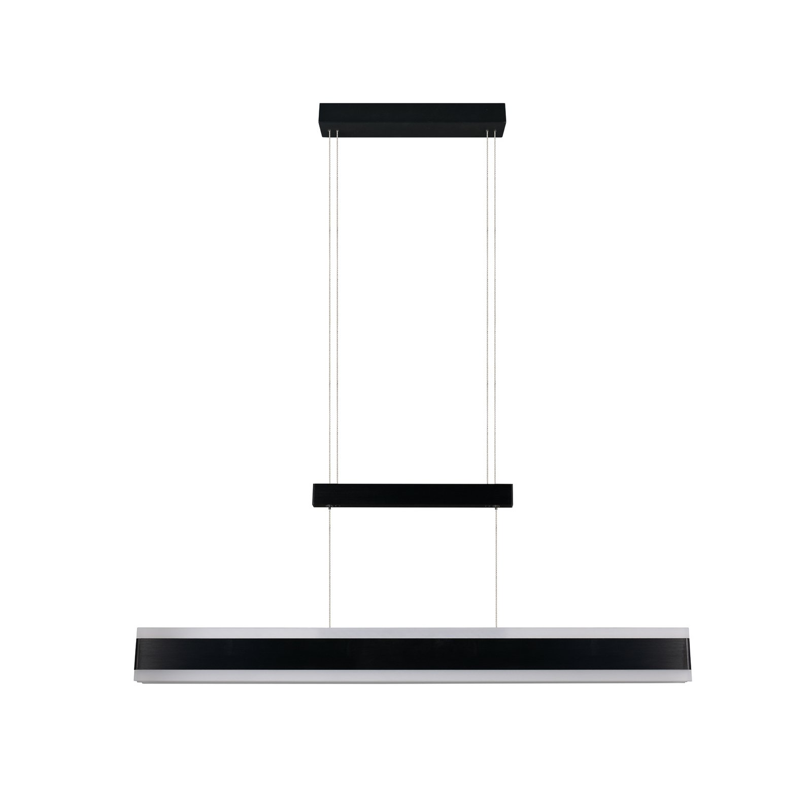 Candeeiro suspenso LED Arcola preto, comprimento 152 cm, regulador de Candeeiro suspenso LED Arcola preto, comprimento 152 cm, regulador de