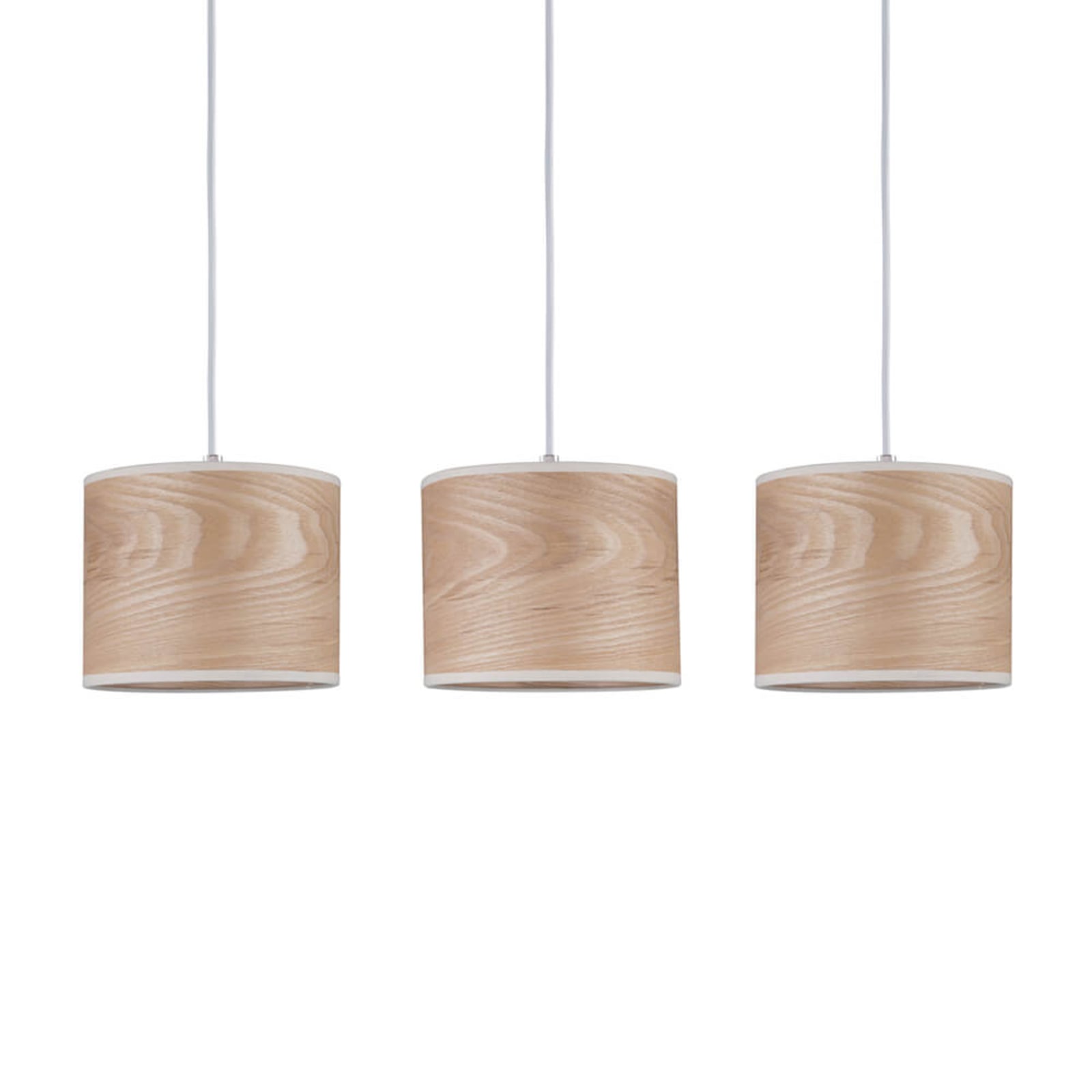 Paulmann Three-bulb hanging light Neta in natural design, for Living / Dining Room, wood, metal, E27, 20 W, energy efficiency: A++, L: 60 cm, W: 10 cm