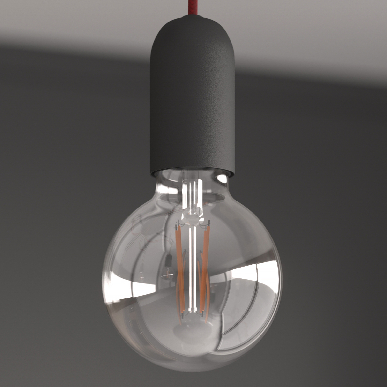 Lucande Jorna plafondlamp, 5-lamps, kabel rood