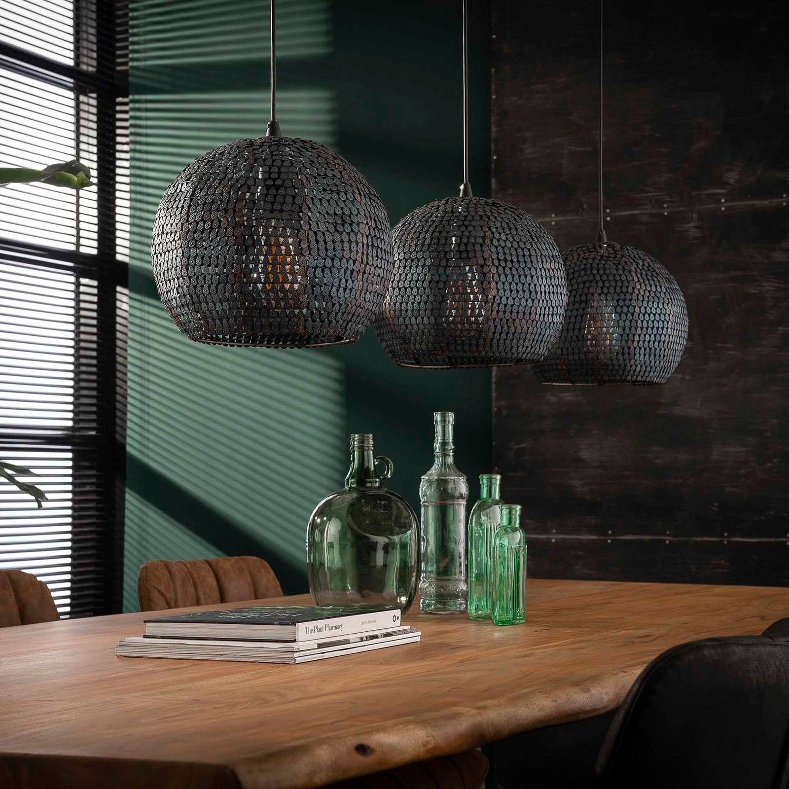Lampa wisząca Setengah 3-punktowa, klosze okrągłe
