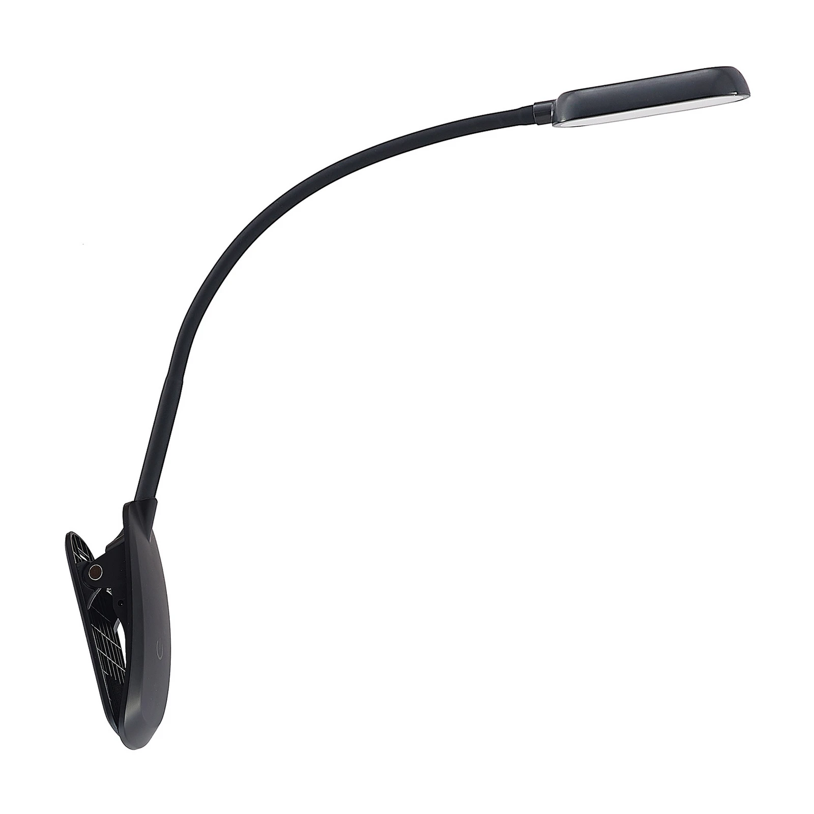 Prios LED-Klemmleuchte Najari, schwarz, Akku, USB, dimmbar