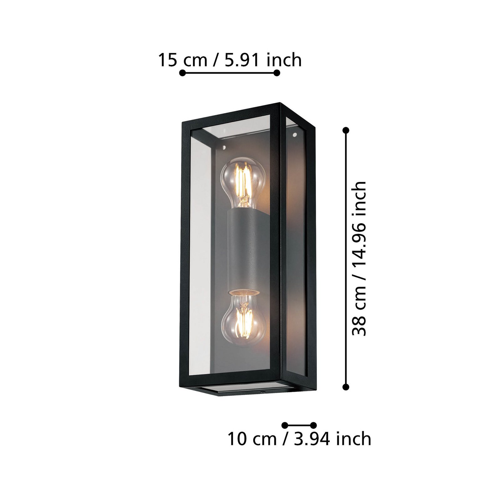 Zunanja stenska svetilka Alamonte 1, 2-svetlobni pravokotnik