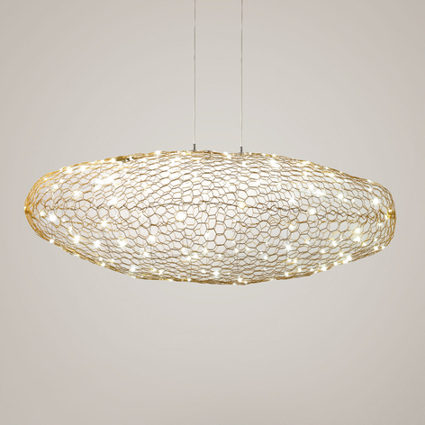 LED-Hängeleuchte Sumter, dimmbar, oval, gold