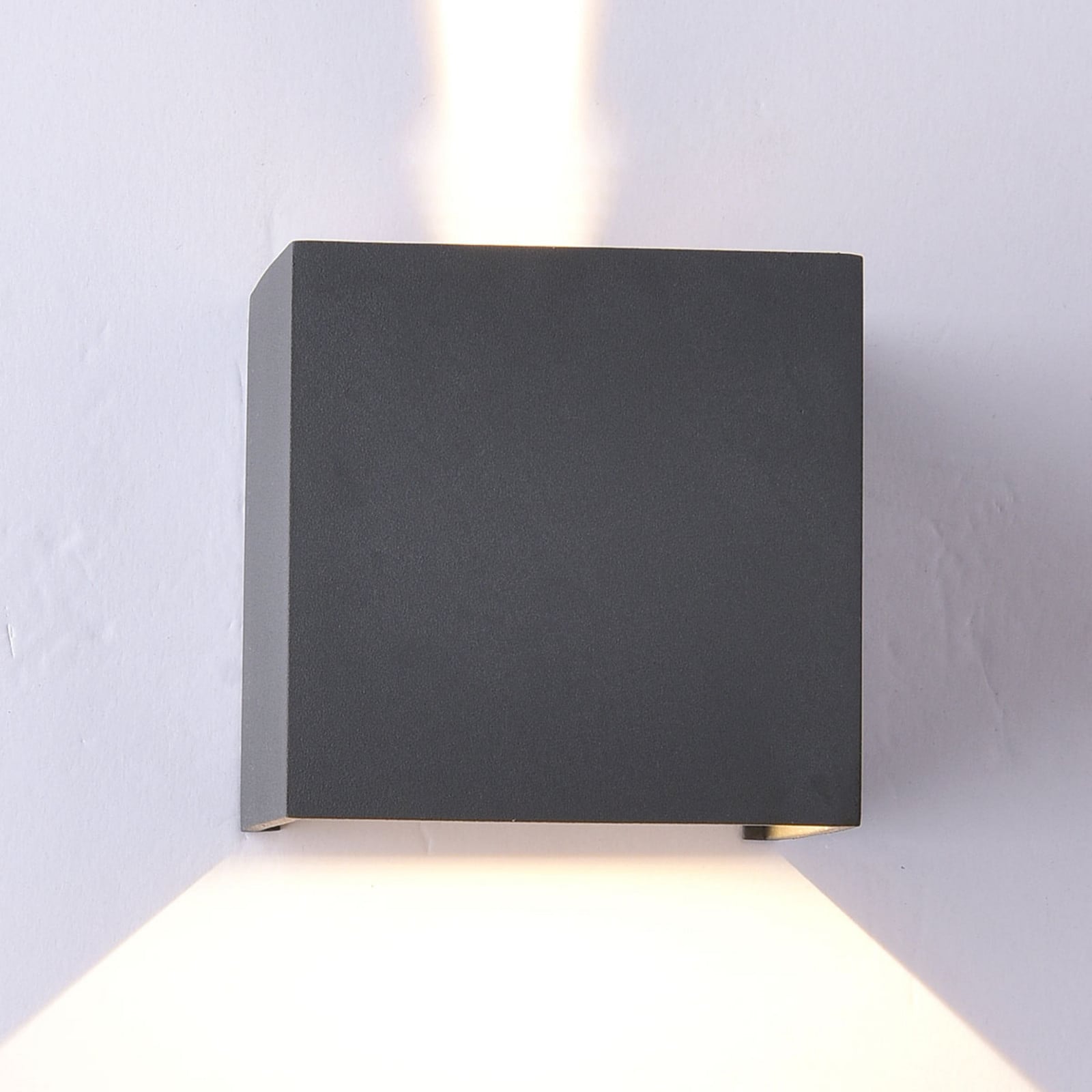 Candeeiro de parede exterior LED Davos angular, ligar/desligar, cinzento escuro