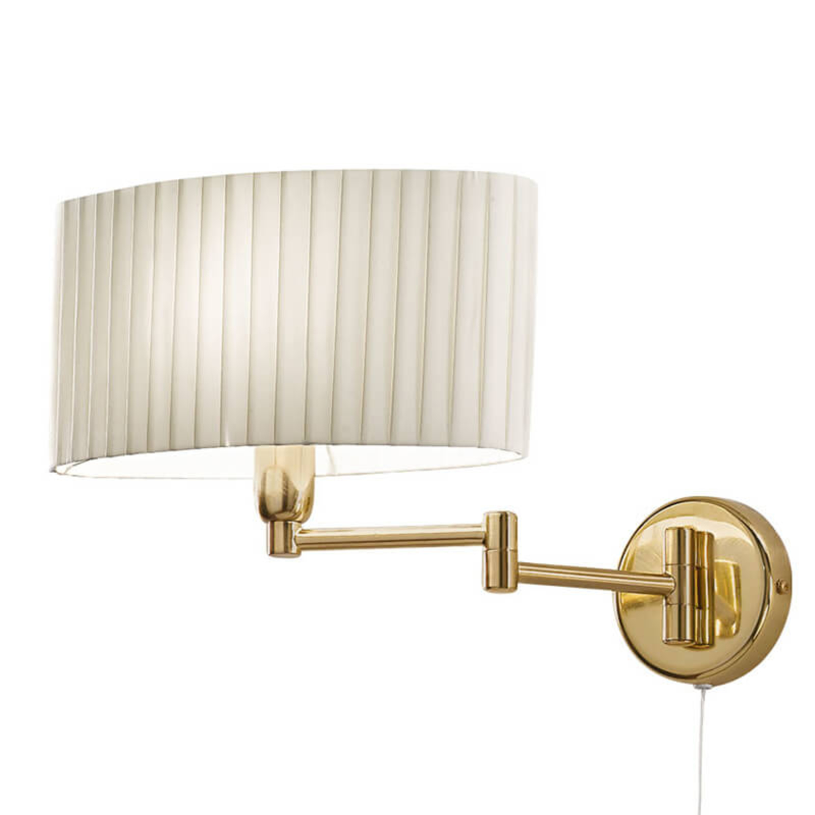 AUSTROLUX BY Kolarz Flexible wall light Hilton Sand with brass arm, for Bedroom, brass, microfibre, E14, 40 W, energy efficiency: A++, W: 28 cm, H: 25 cm