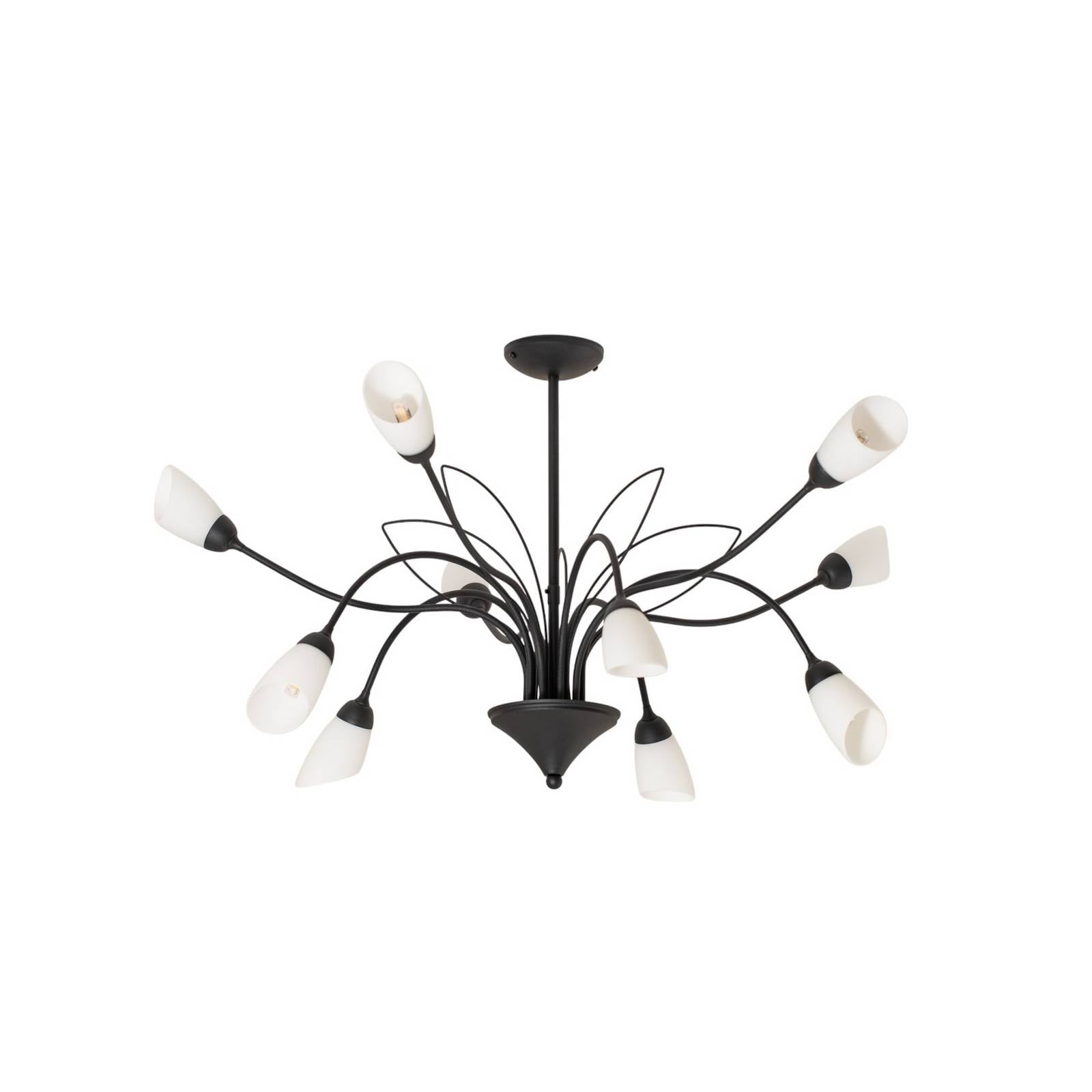 Deckenleuchte Gloriosa, Glas, schwarz, 10-flammig