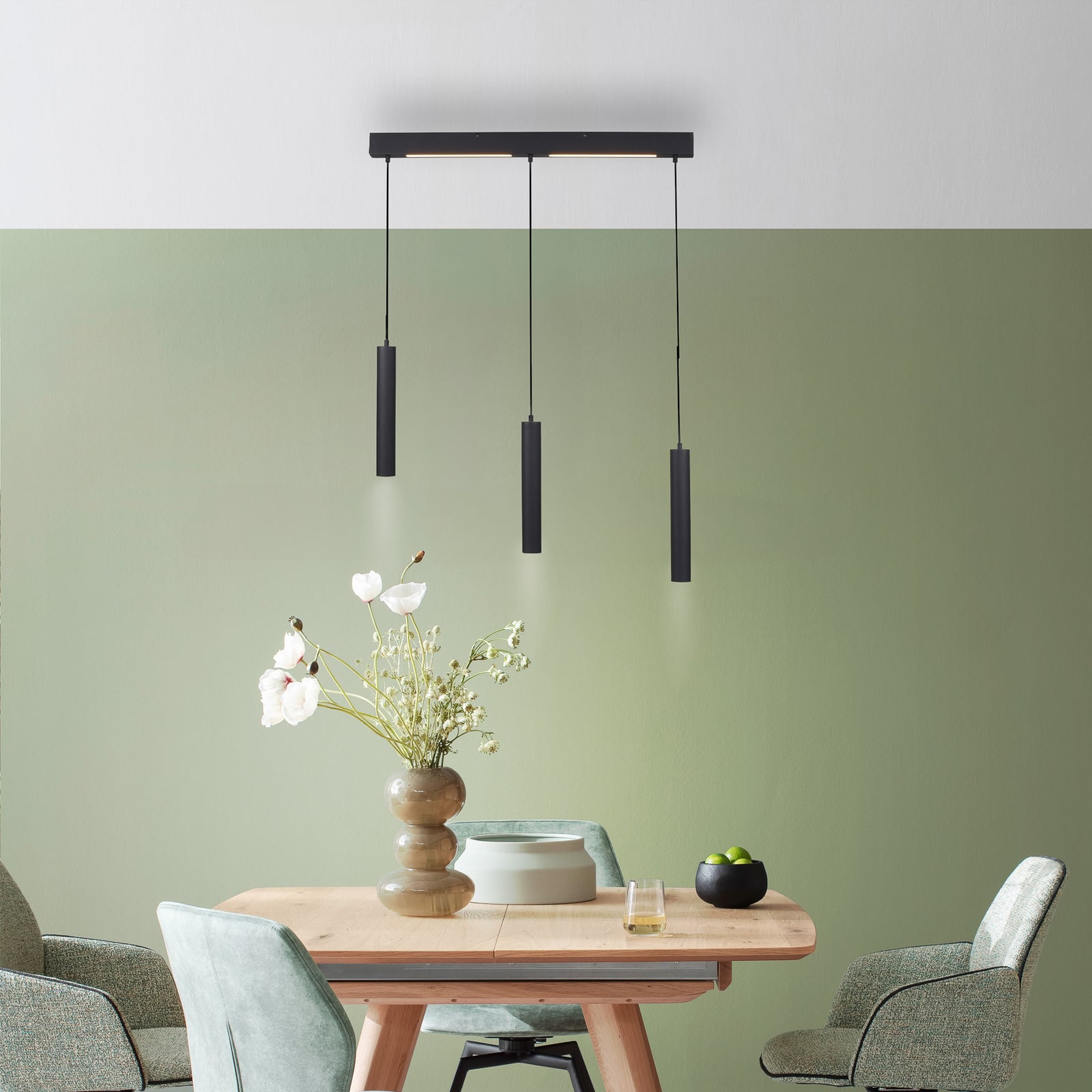 LED viseća svjetiljka DANTE, crna, 3 x GU10, duljina 90 cm, metal