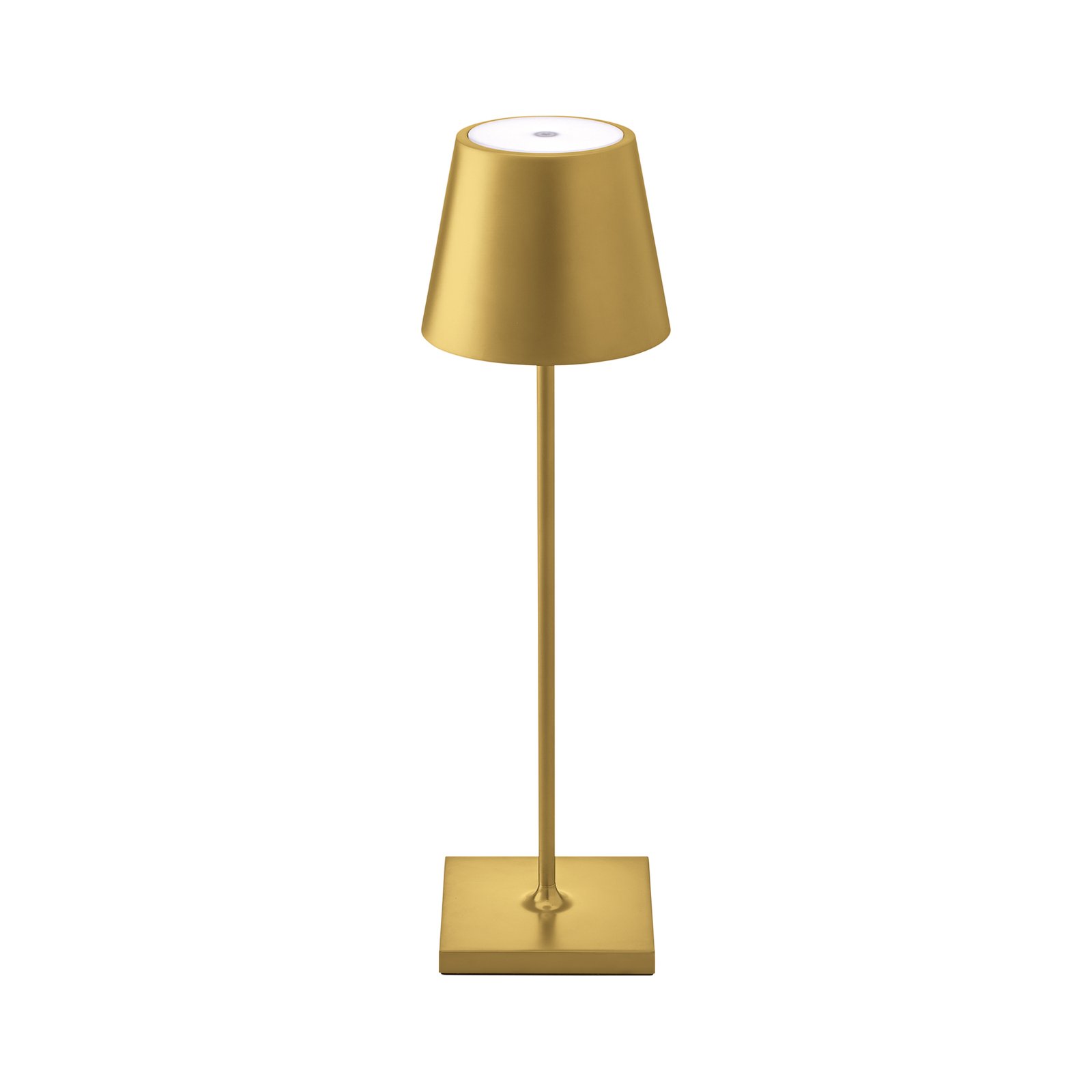 LED stolní lampa Nuindie aku, kulatá, 38 cm, zlatá