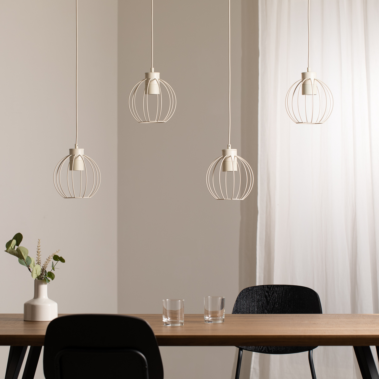 Hängelampe STARLIGHT, cremeweiß, 4-flg. Länge 100 cm Metall