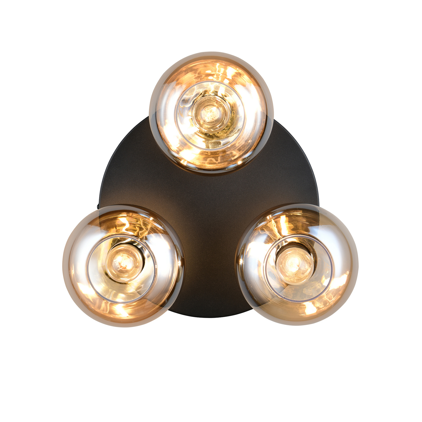 Plafoniera Divina, color ambra, Ø 39 cm, a 3 luci, vetro