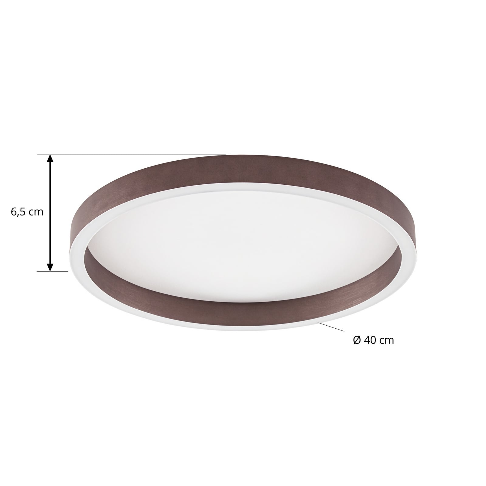 Plafoniera LED Rotundo, marrone, dimmerabile, Ø 40 cm - Lucande
