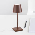 Zafferano Poldina mini Akku-Tischlampe IP65 corten