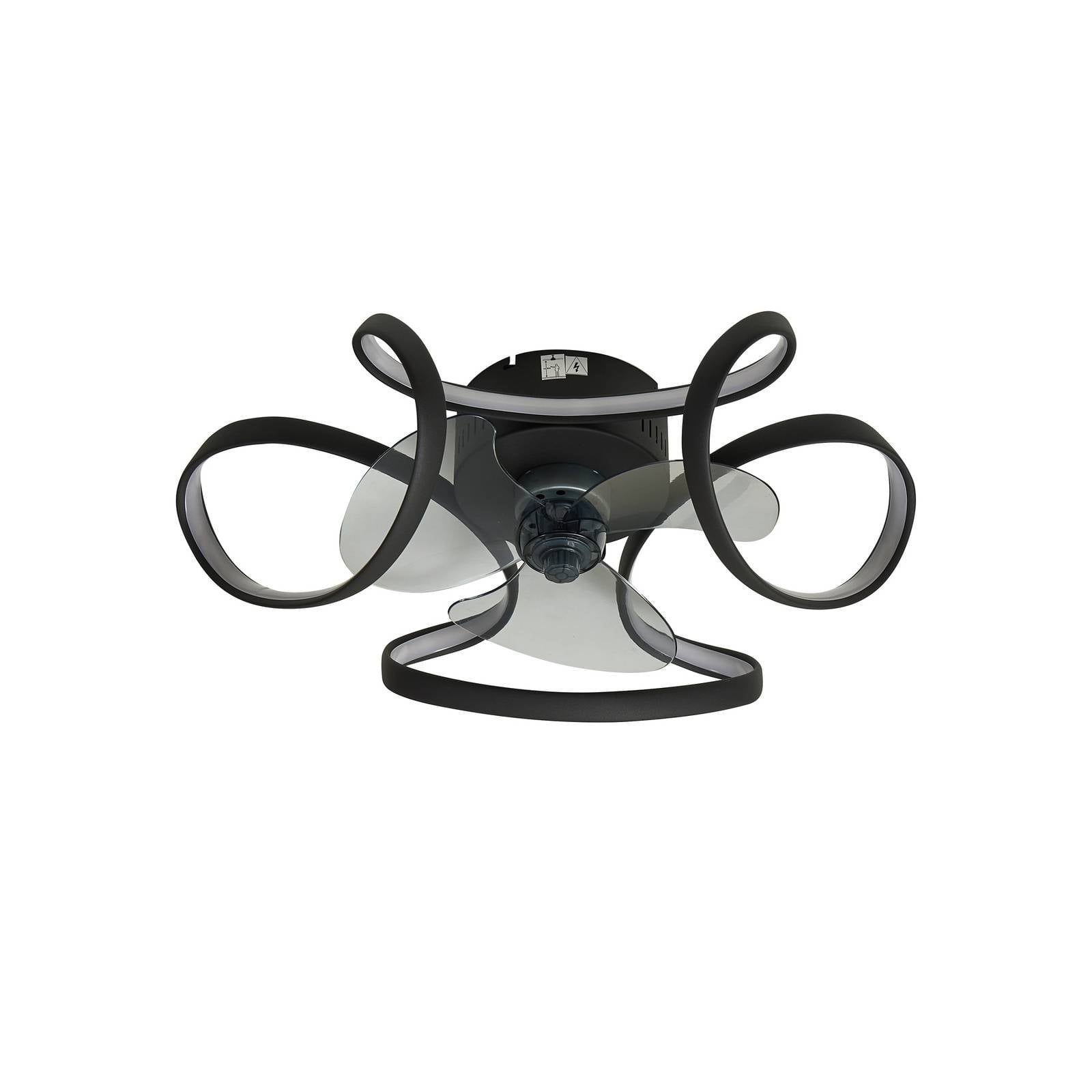 Lindby LED-Deckenventilator Lomata, schwarz, leise, Ø 23 cm