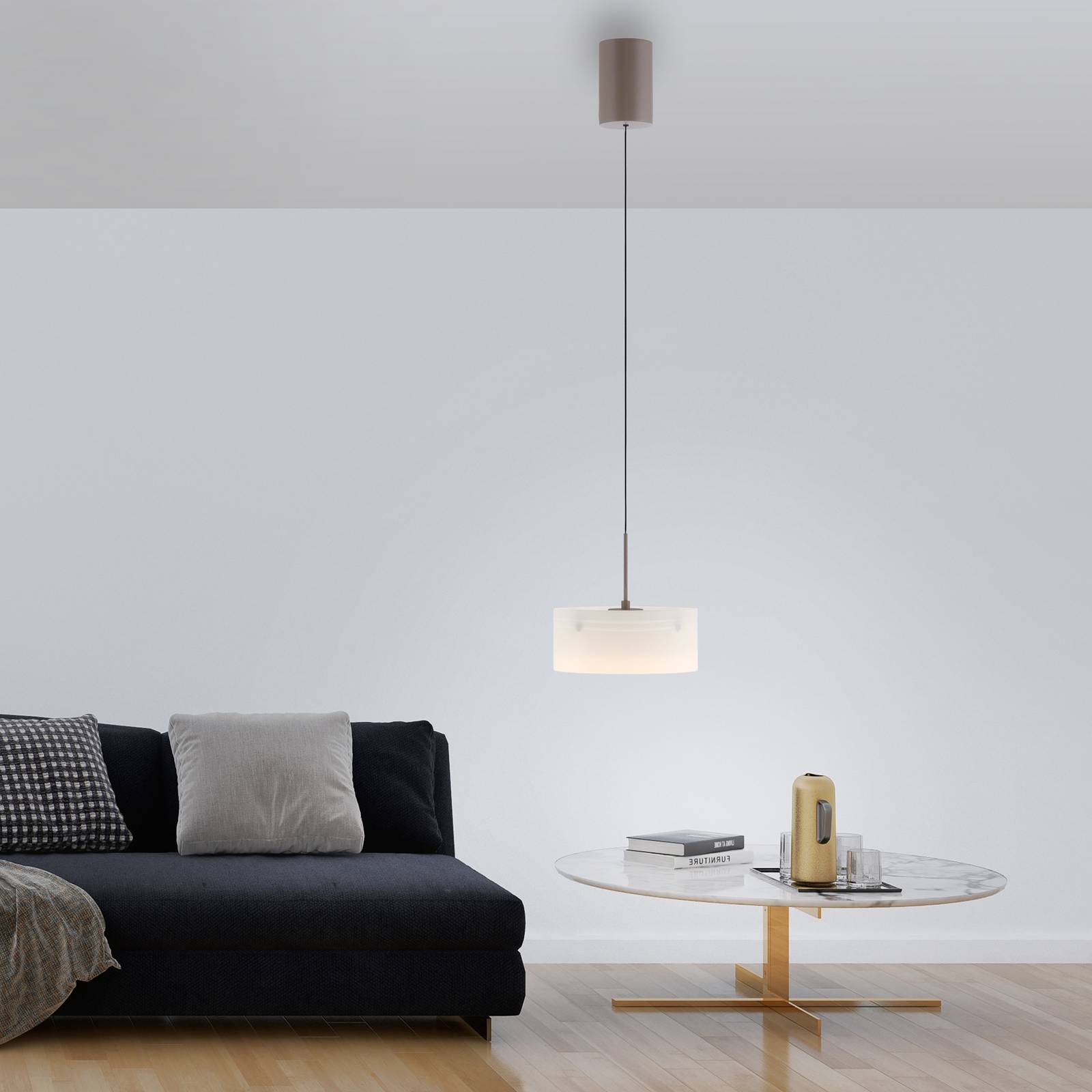  Paul Neuhaus Led-hängeleuchte Marika, Beige/weiß, ø 20 Cm, Glas, Dimmbar 