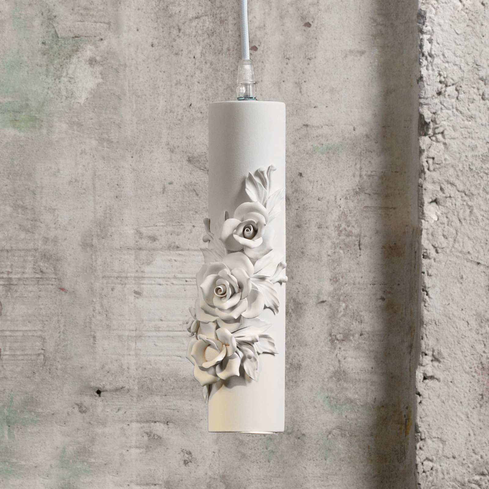Karman Designer LED hanging lamp Copodimonte, ceramics, for Living / Dining Room, ceramics, GU10, 5 W, energy efficiency: A+, H: 26 cm