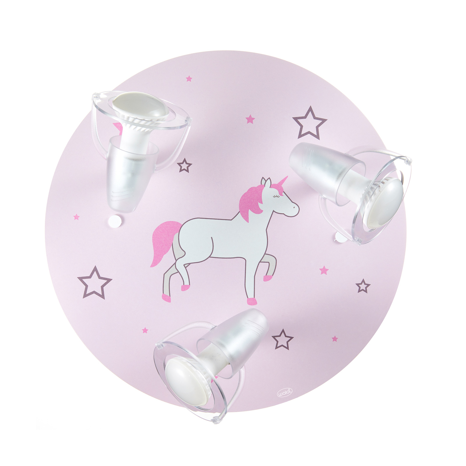 Unicorn ceiling light in pink, three spotlights Lights.ie