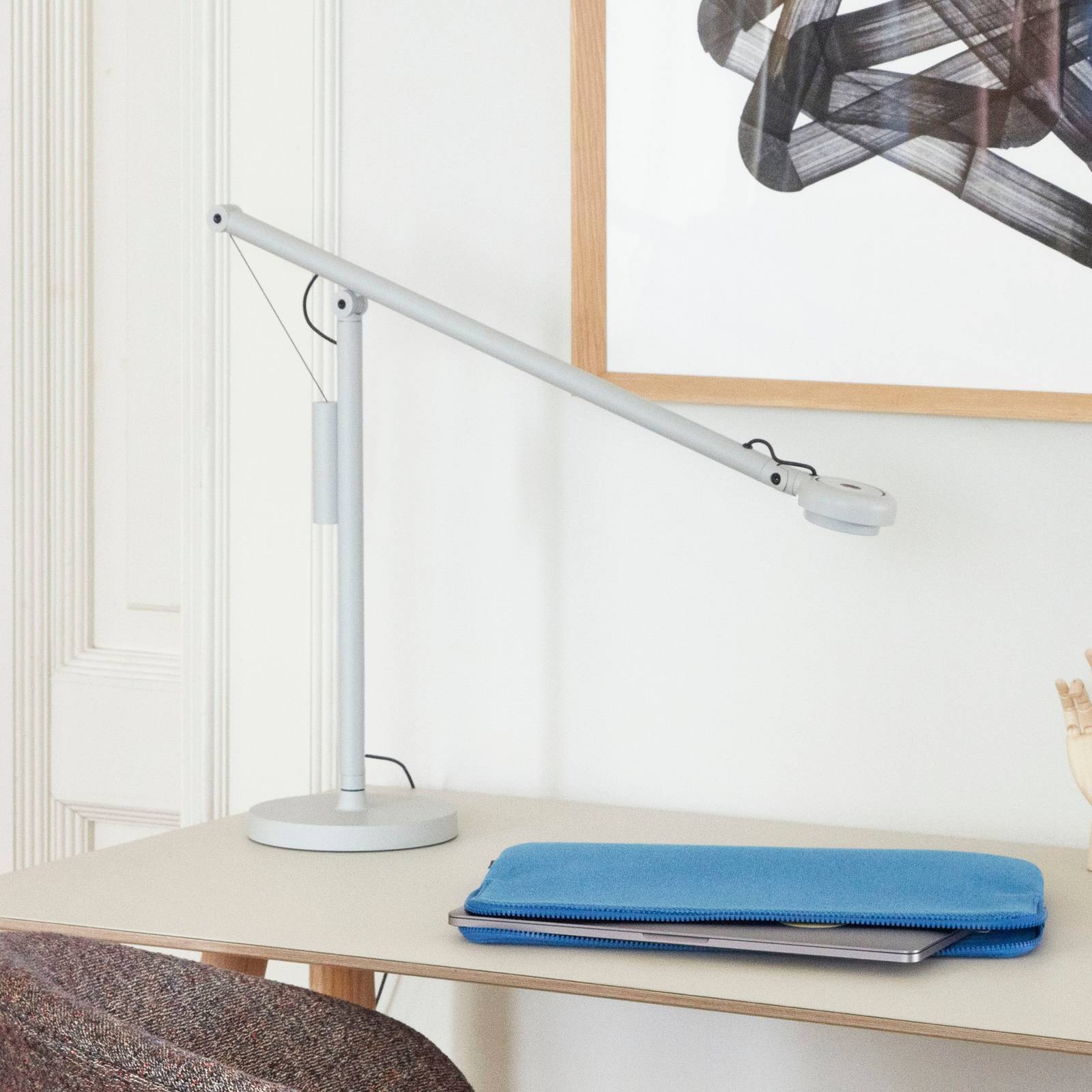 HAY LED bureaulamp Fifty-Fifty, grijs, 45 cm, dimbaar