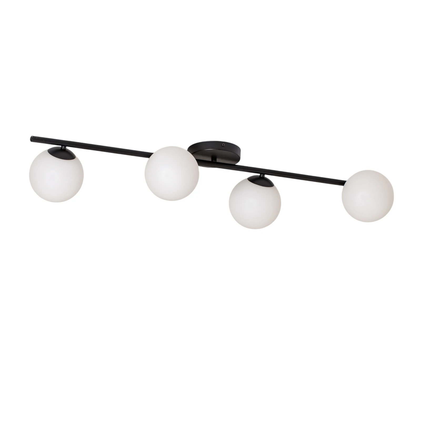 Deckenleuchte Glassy, schwarz/opal, 100 cm, 4-flg., linear