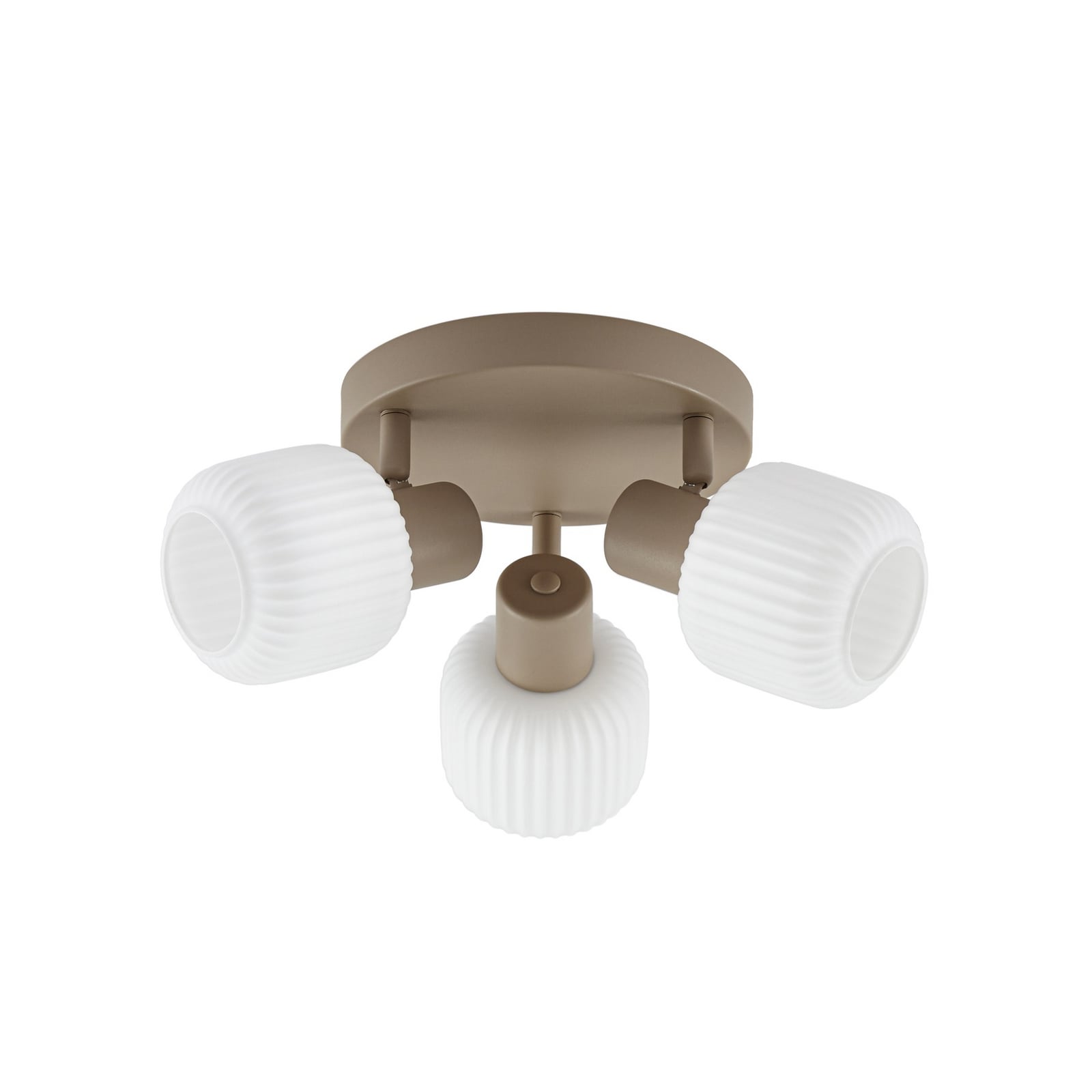 Nola plafondspot Evey, Ø 37 cm, 3-lamps, wit/beige, glas