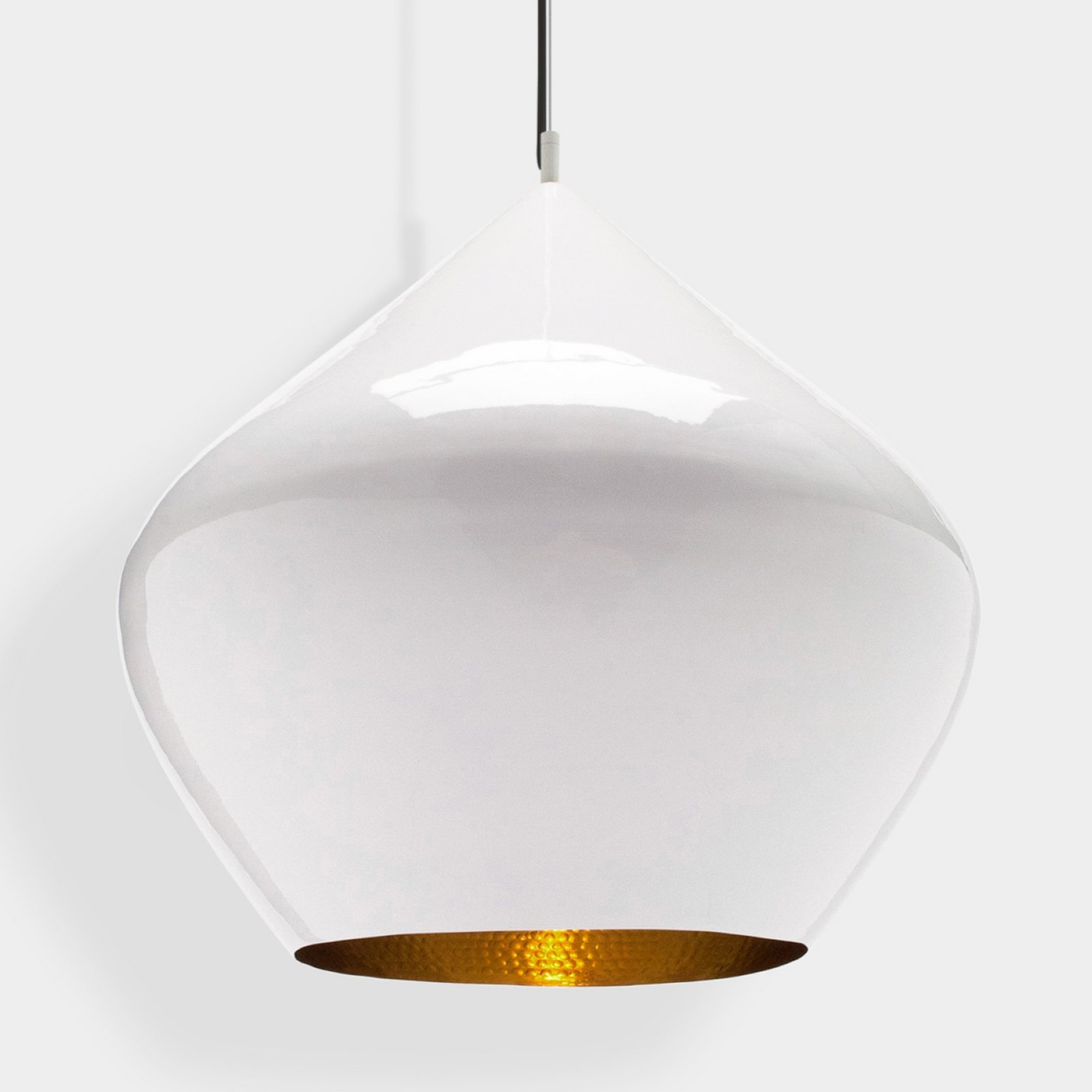 Tom Dixon LED hanging light Beat Fat, white, Ø 24 cm, brass