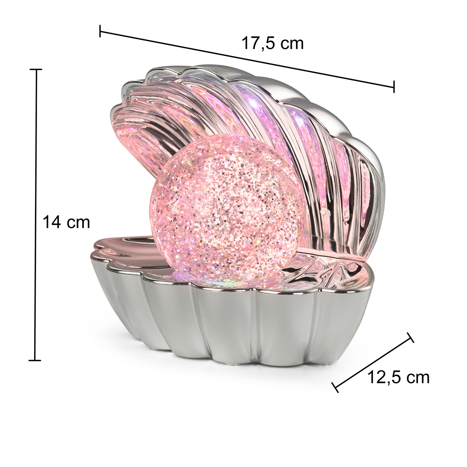 LED-bordlampe Shelly, kromfarget, plast, 18 cm, RGB