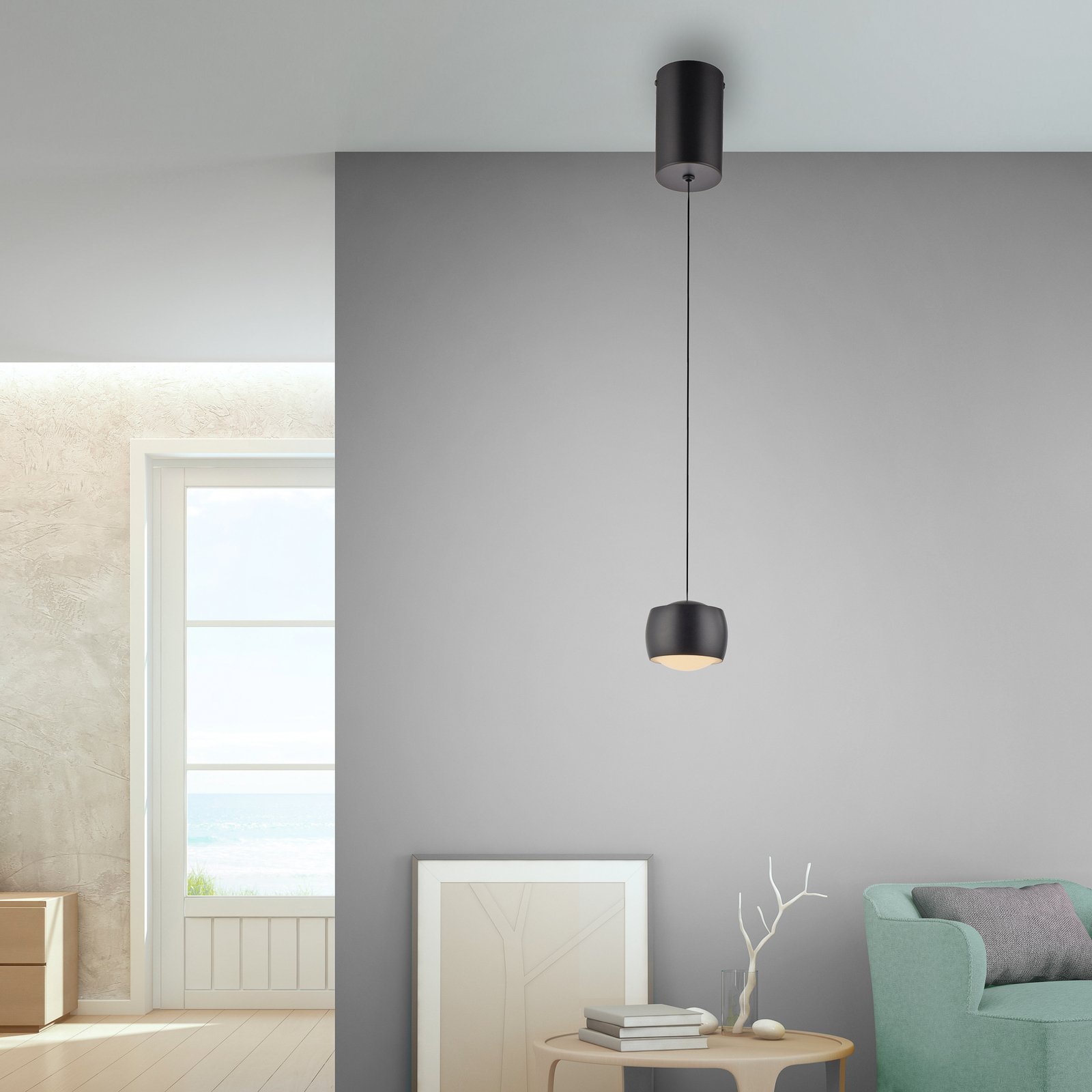 JUST LIGHT. Ballini LED pendant light, black, Switchmo