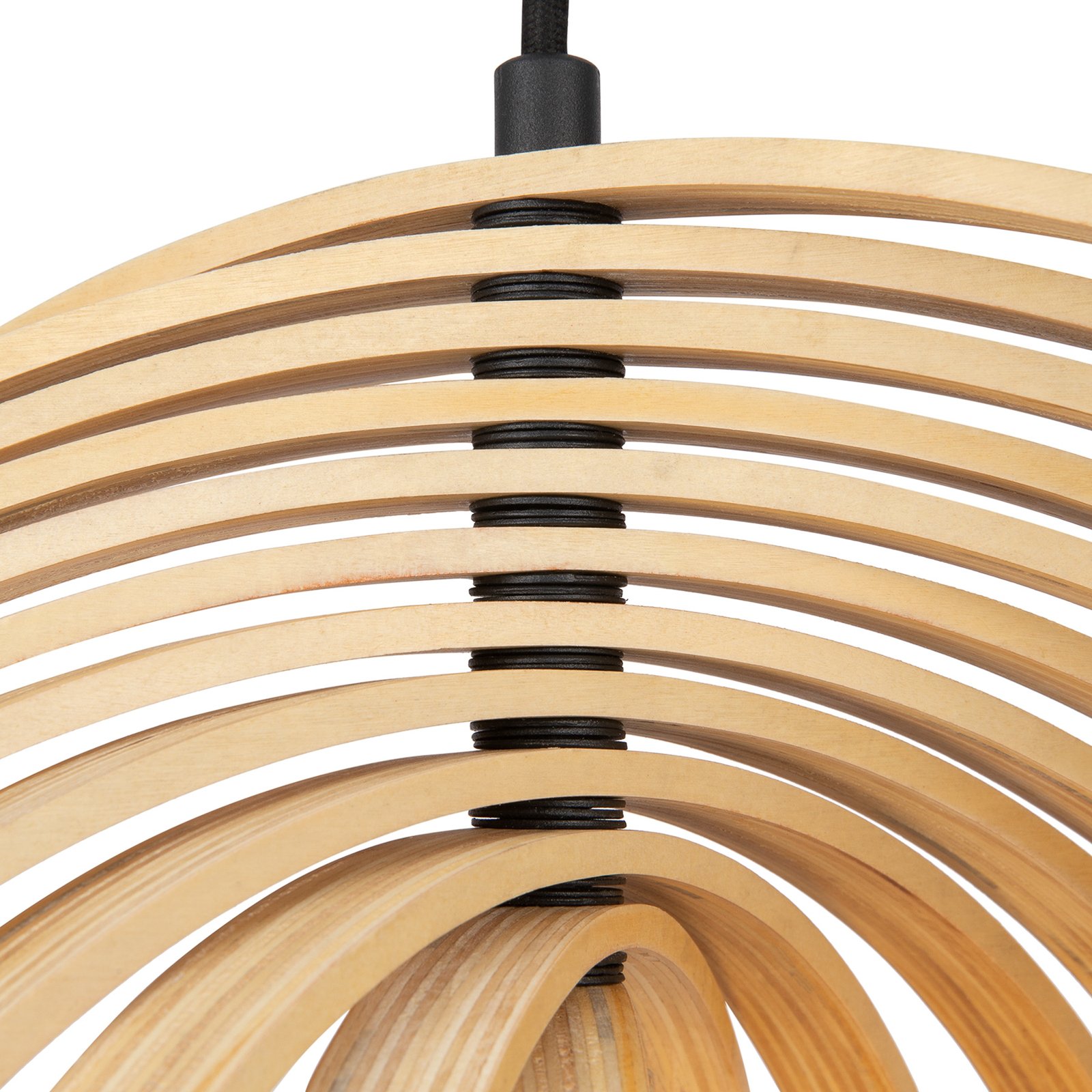 Maytoni Roots hanglamp, bolvorm, Ø 50 cm, hout/zwart