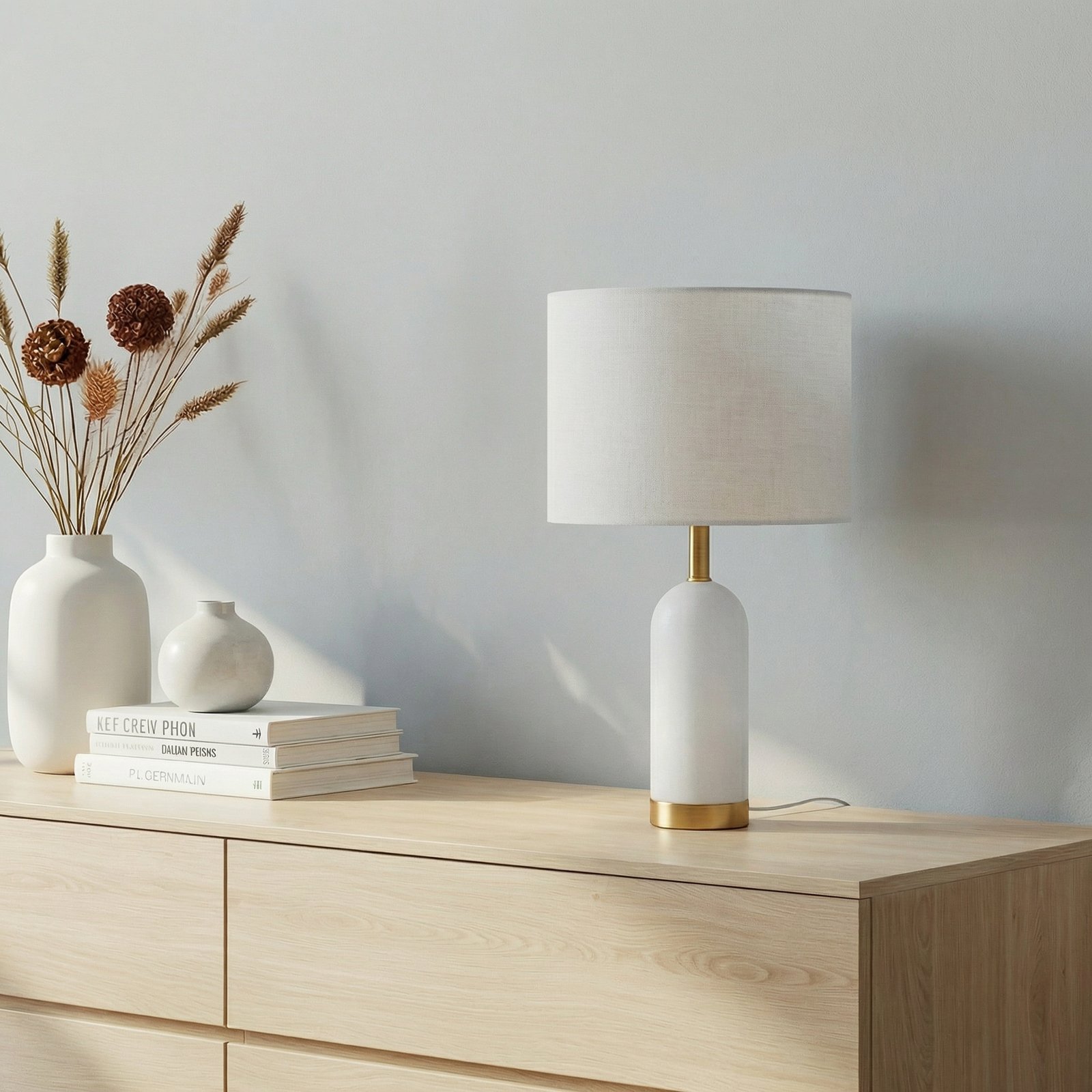 Lindby tafellamp albast, wit/goud, Ø 30 cm, marmer, E27