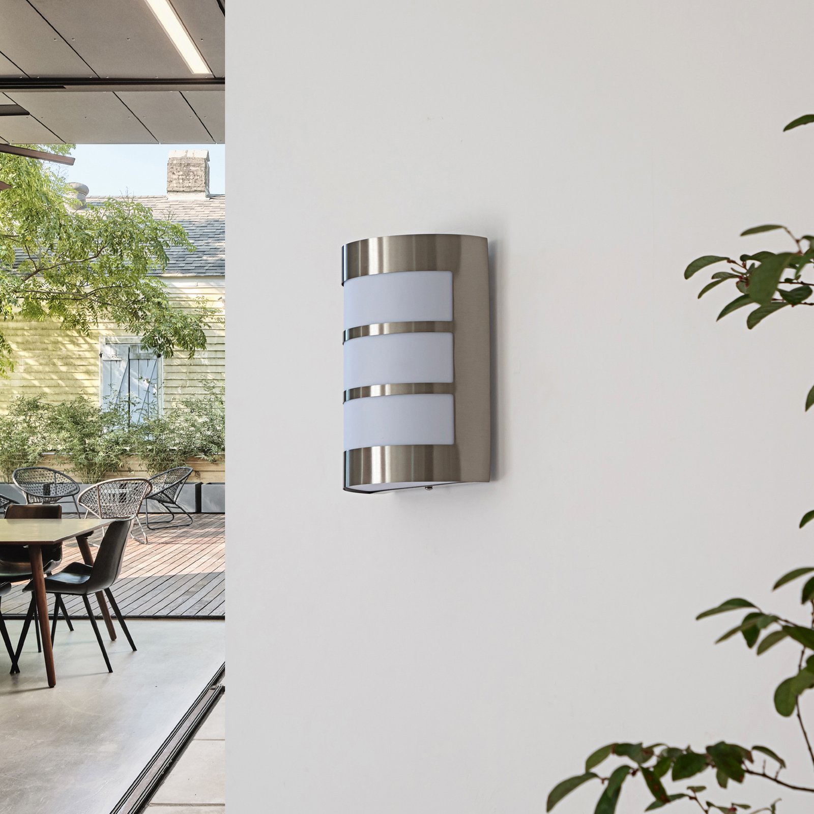 Kristian stainless steel outdoor wall light with strips