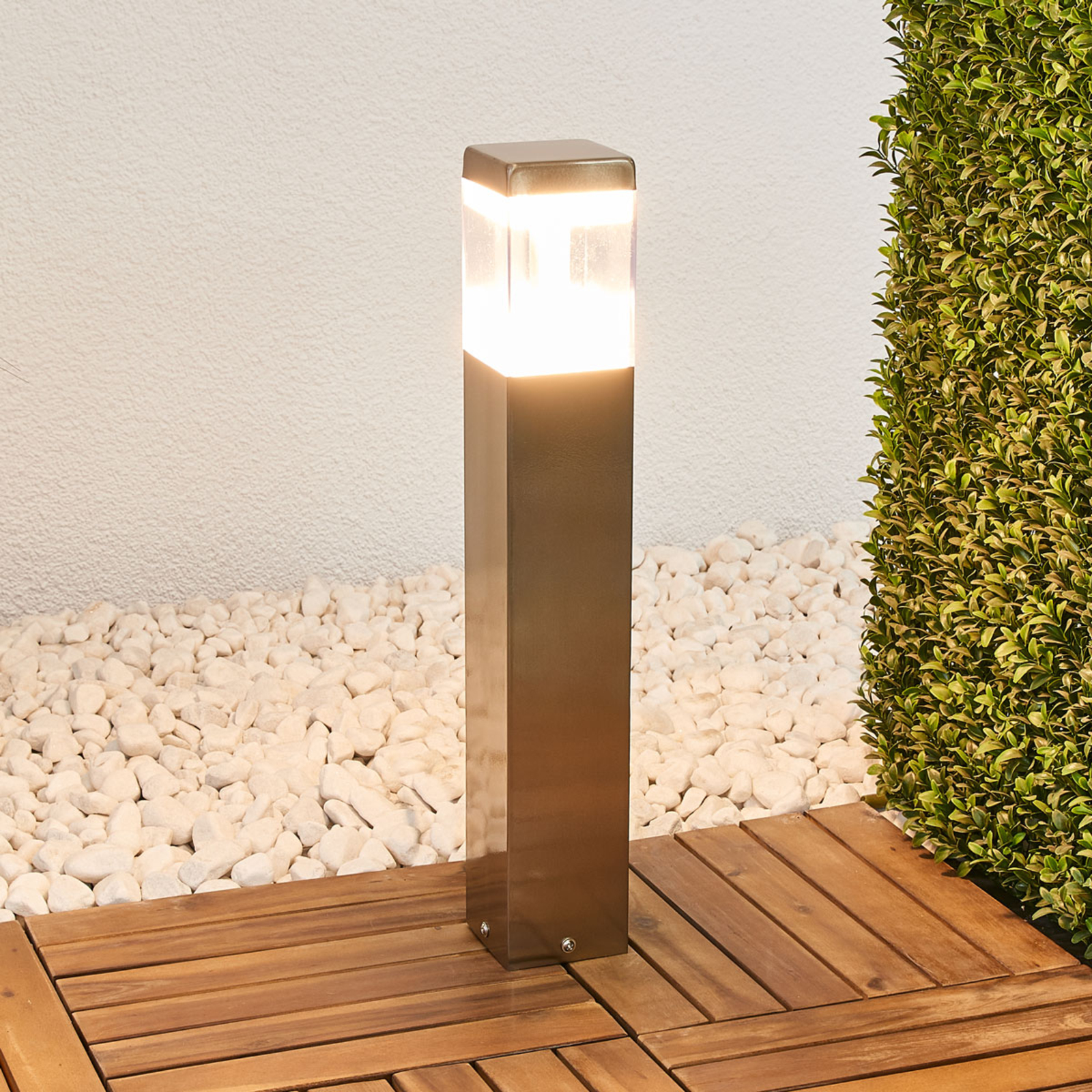 Sokkellampe Baily med LED’er, rustfrit stål