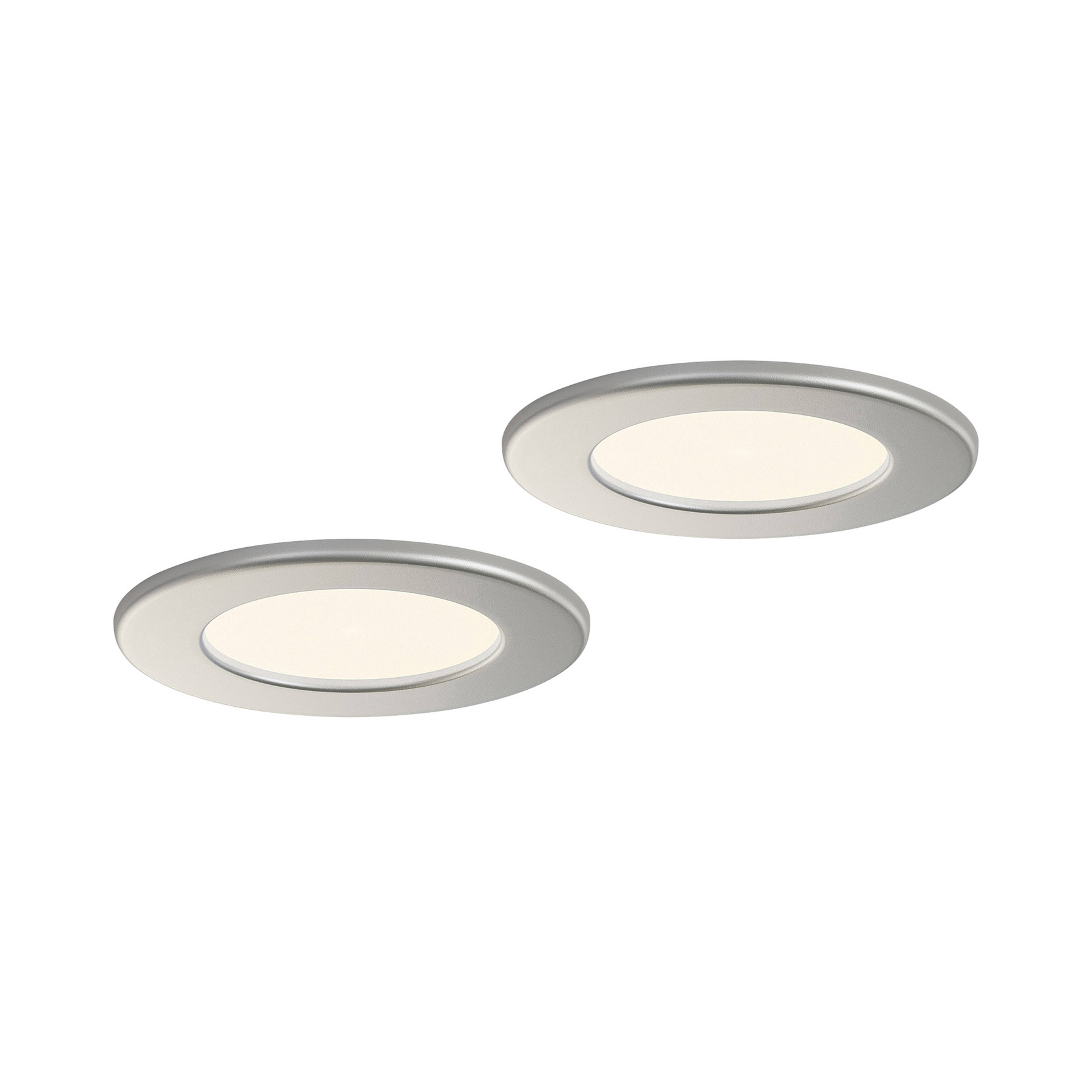 Prios LED recessed light Cadance, silver, 11.5cm, 2pcs, dimmable
