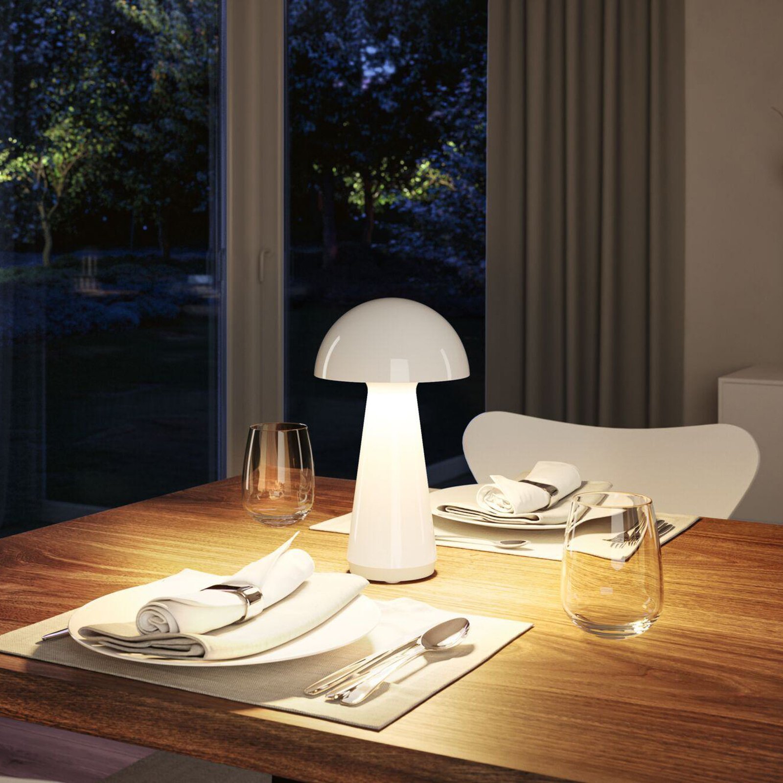 Paulmann Onzo LED rechargeable table lamp, white, plastic, IP44
