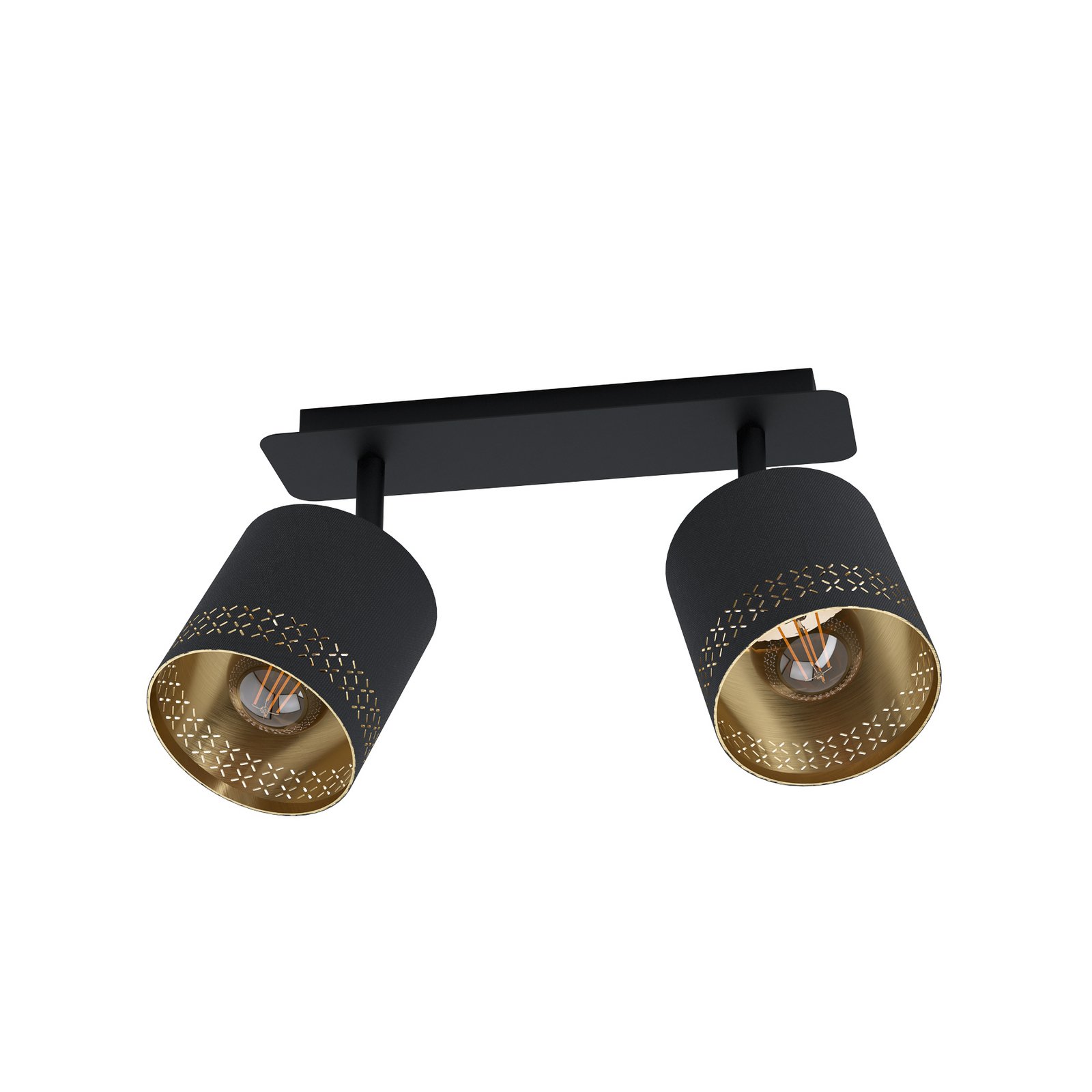 Esteperra ceiling light, black/gold, 2-bulb