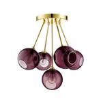 Lámpara de techo Ballroom Molecule, púrpura, cristal, 5 luces