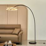 Lampa podłogowa łukowa LED Lucande Yekta, 3-stopniowa, w kolorze mosiądzu